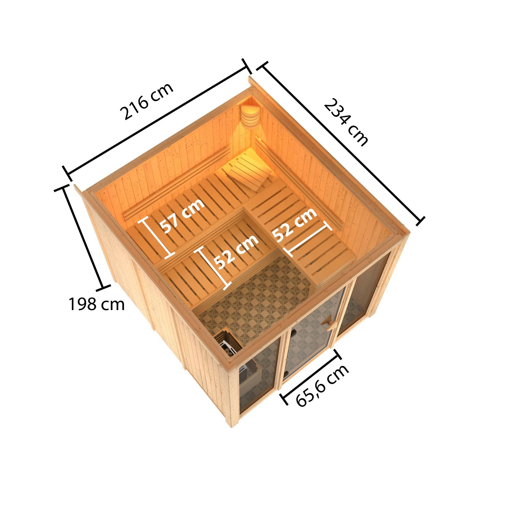 welltime Sauna »Artja«, naturbelassen mit Ofen 9 kW Bio ext. Steuerung