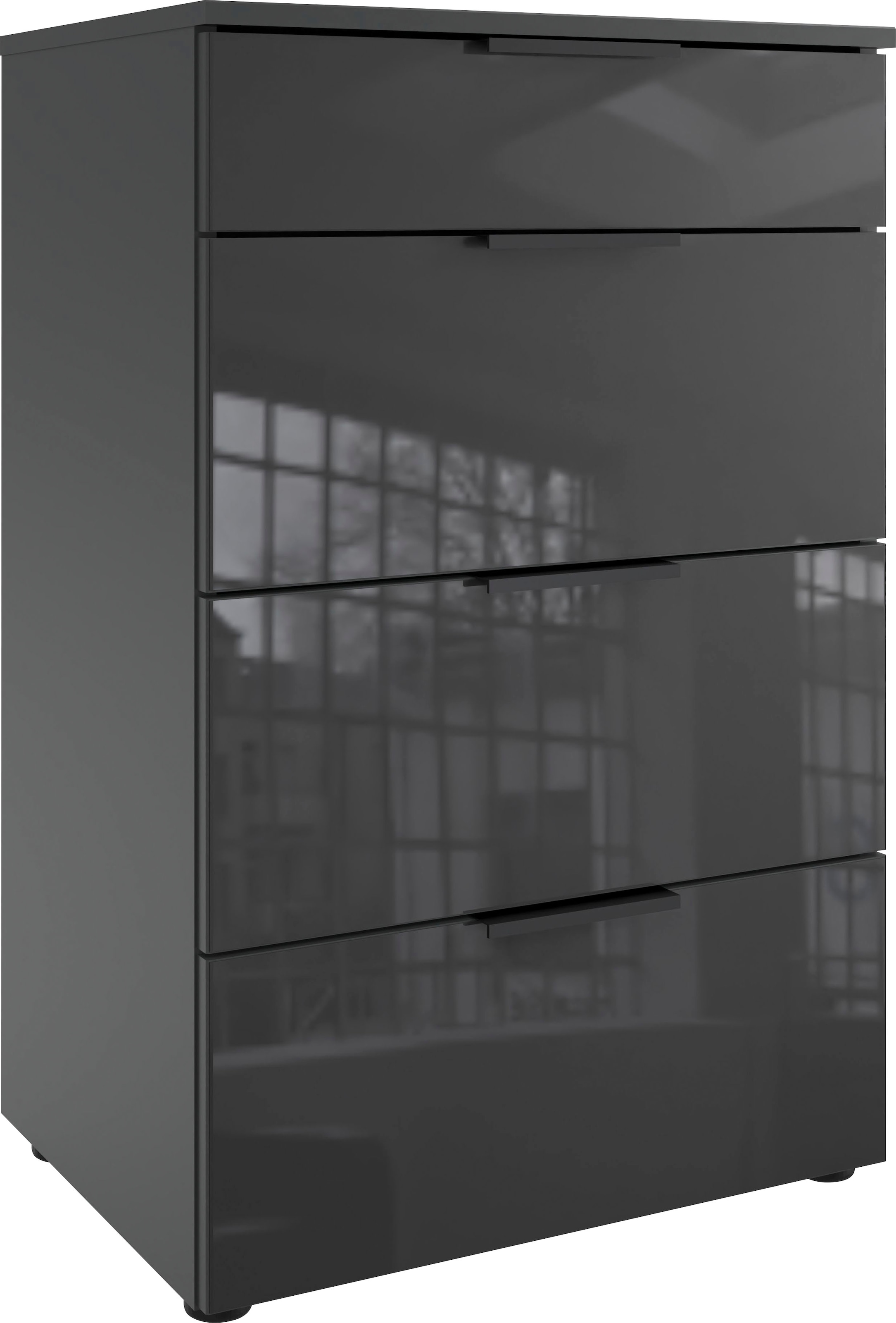 Wimex Schubkastenkommode "Level36 black C by fresh to go" mit Glaselementen auf der Front, soft-close Funktion, 54cm breit