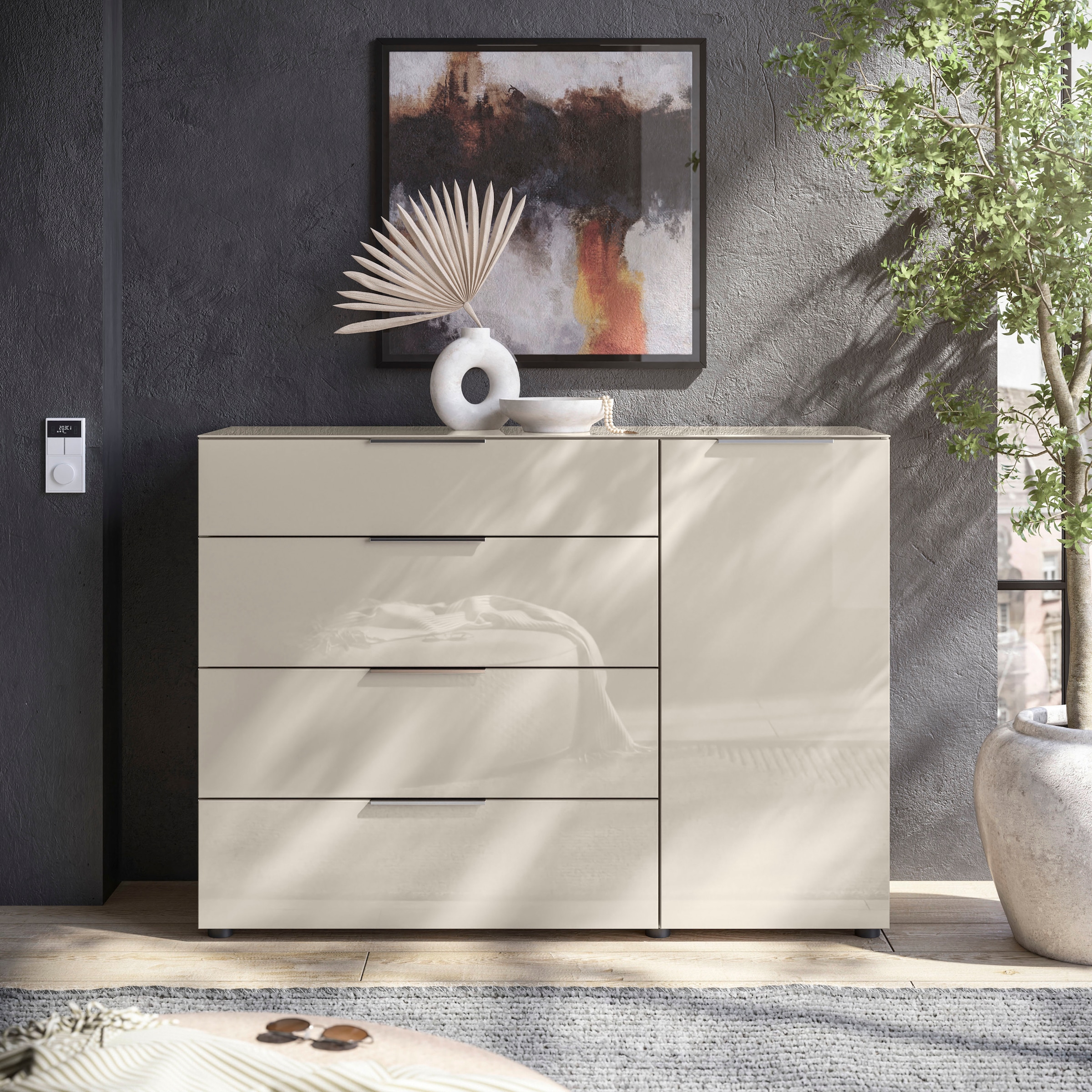 HBZ Kommode »Santorin, BxHxT 135x99x40 cm«, (1 St.), Breite 135cm, Softclose für Türen und Schubkästen, Melaminbeschichtung