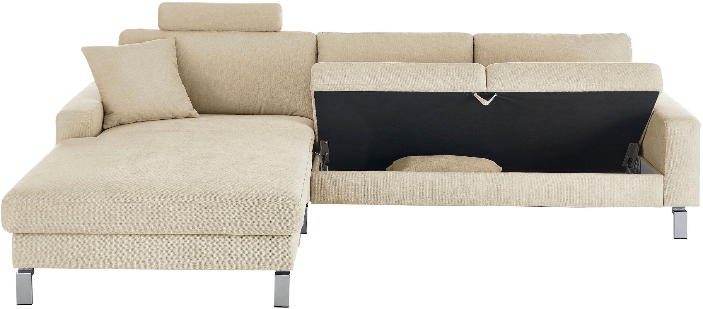3C Candy Ecksofa »Lecce, wahlweise PUR-Schaumstoff oder Tonnentaschenfederkern«, Bett im 2,5-Sitzer, teilmotorische Schlaffunktion im Longchair, L-Form