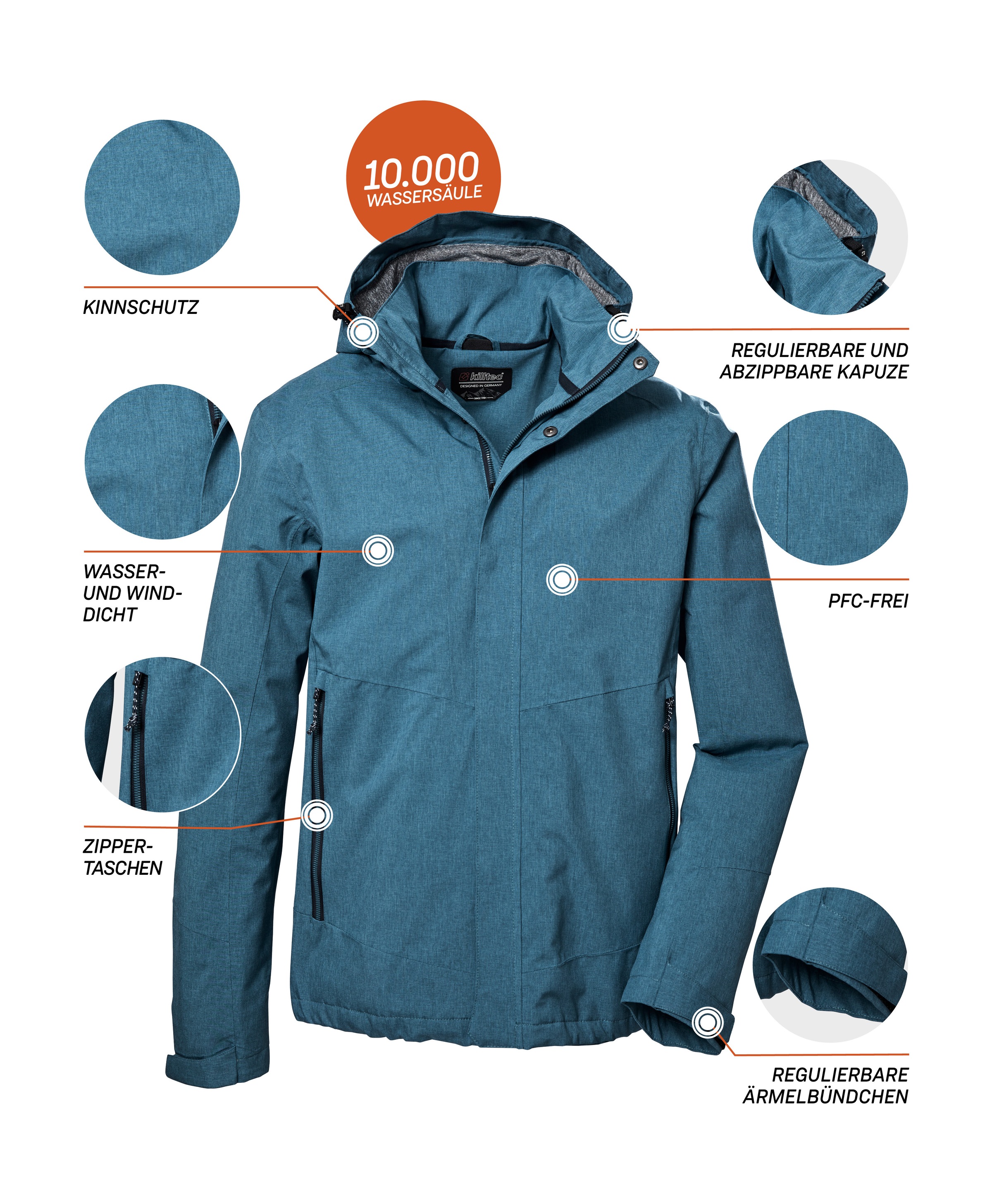 Killtec Outdoorjacke »KOS 53 MN JCKT«, Funktionsjacke: Wind- und wasserdicht, atmungsaktiv, Kapuze abnehmbar