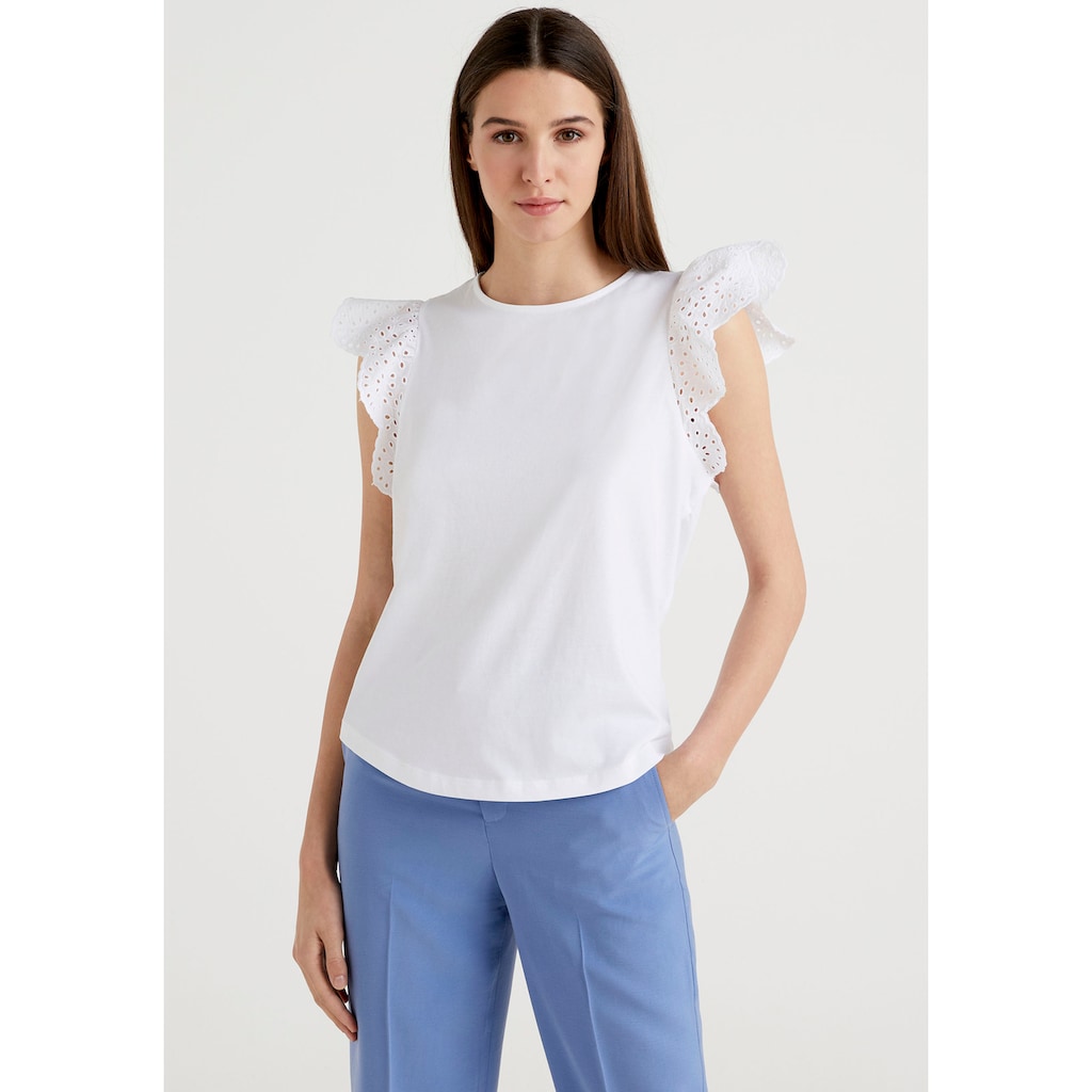 United Colors of Benetton Shirttop mit Lochstickereien an den Ärmeln United Colors of Benetton Shirttop mit Lochstickereien an den Ärmeln