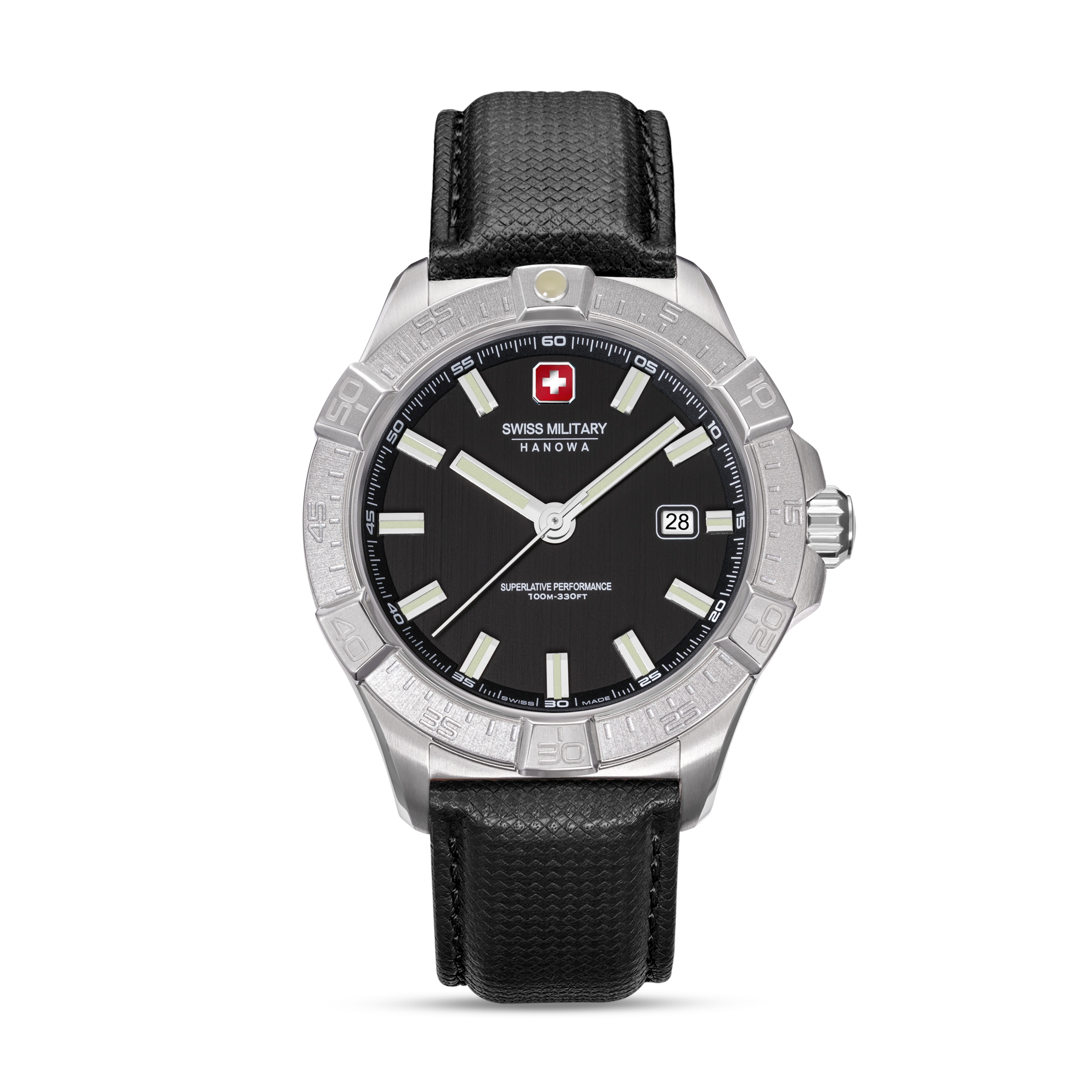 Swiss Military Hanowa Quarzuhr »Jockworth« Armbanduhr, Herrenuhr, Swiss Made, Lederarmband, analog, Tag