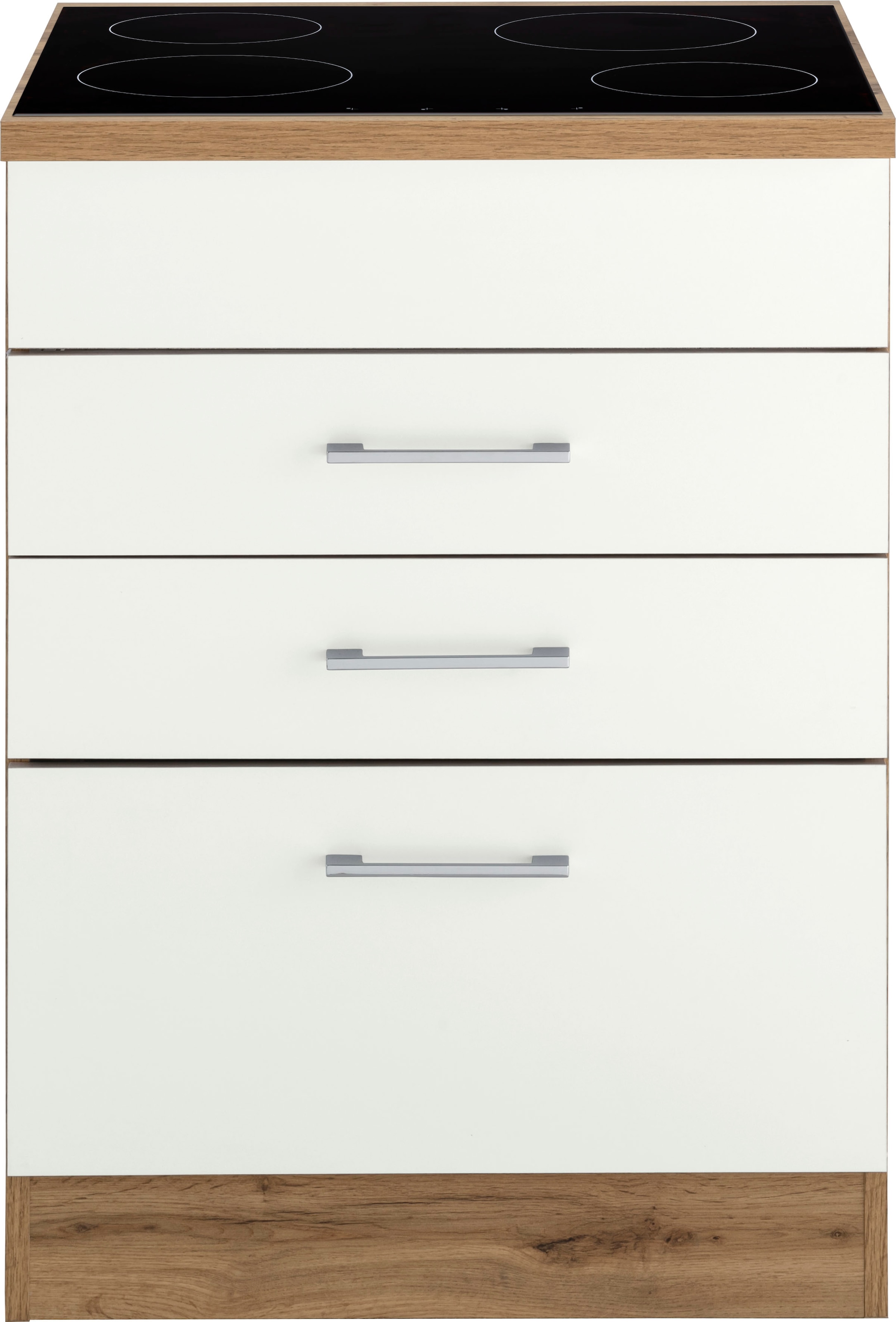 KOCHSTATION Kochfeldumbauschrank »KS-Colmar« 60 cm, mit Metallgriff, 2 Schubkästen und 1 Auszug