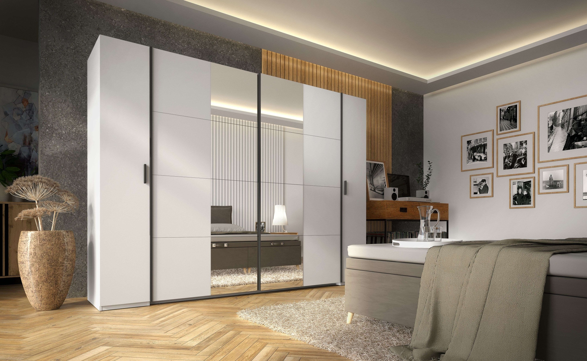 Home affaire Kleiderschrank »Antioch, FSC-zertifiziert, mit Dreh-UND Schiebetüren«, (B/T/H 270/61,4/207cm, inklusive Einlegeböden und Kleiderstangen), mit oder ohne Spiegel und Schubladen - YOUR Choice