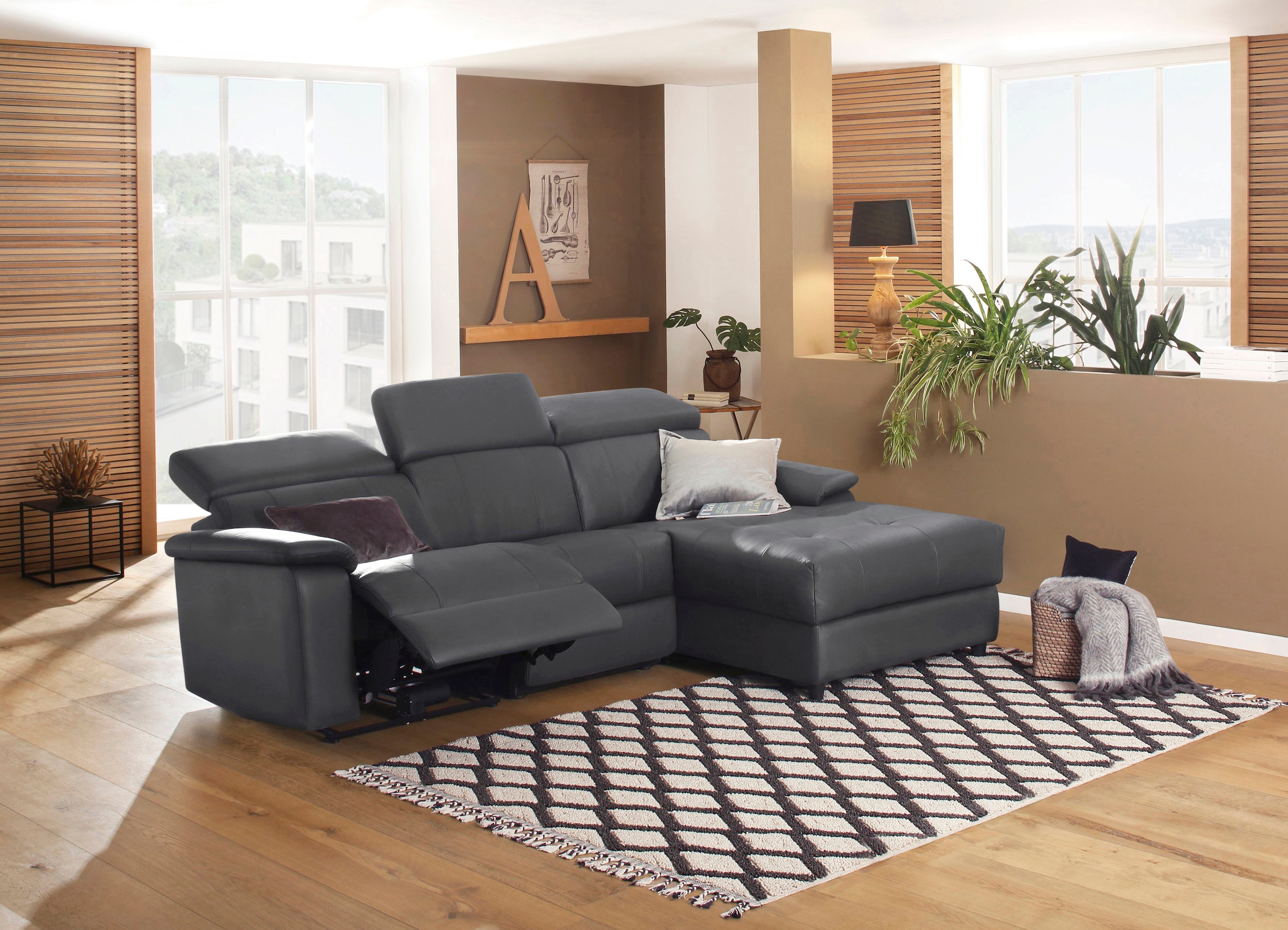 Home affaire Ecksofa »Binado, L-Form,«, mit manueller oder elektrischer Relaxfunktion mit USB-Anschluss