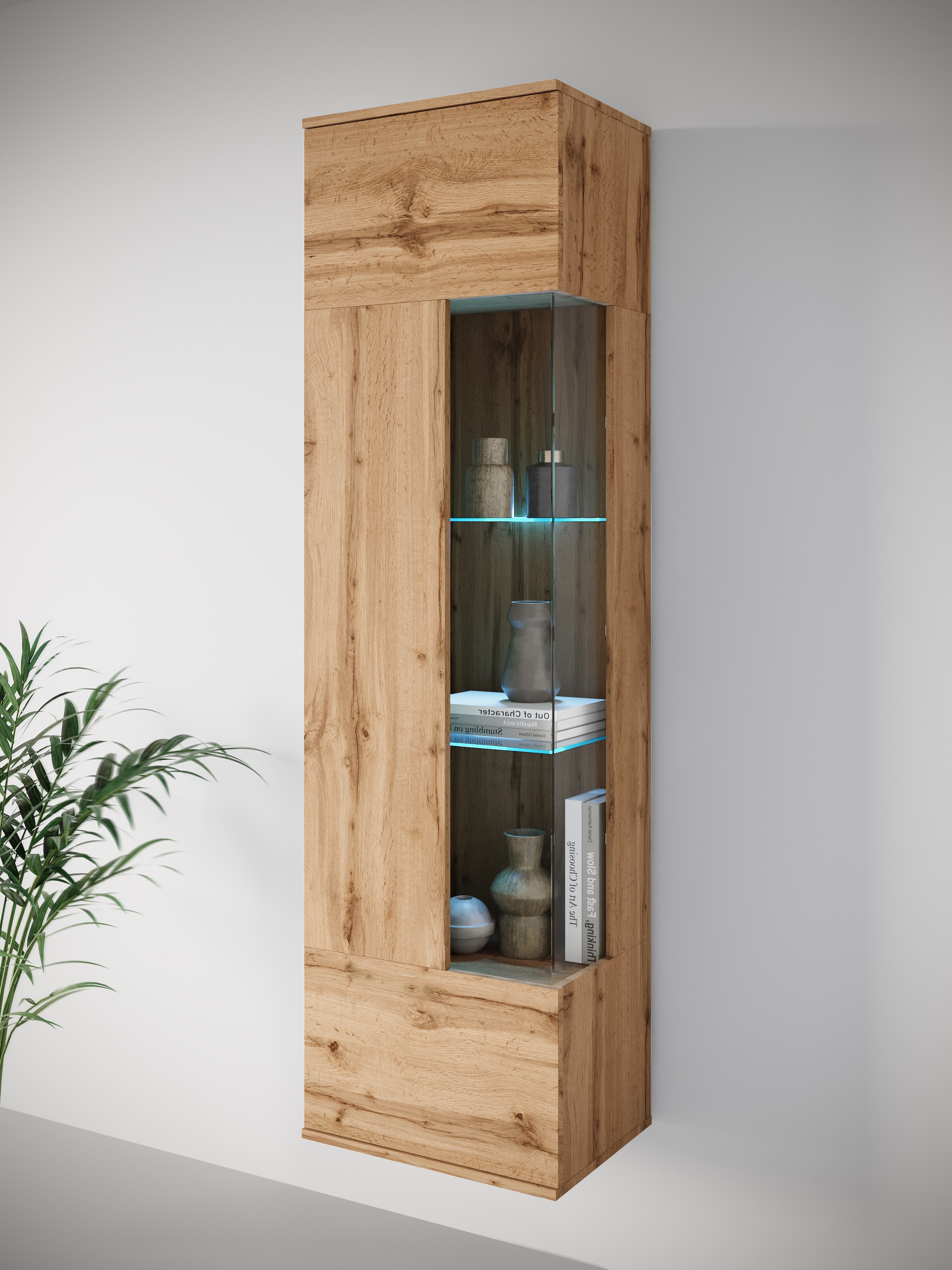OTTO home Vitrine "Kenia, stehend und hängend, Türanschlag wechselbar" 1 Stk. tlg. Vitrineschrank mit Glastüren 160 cm Höhe