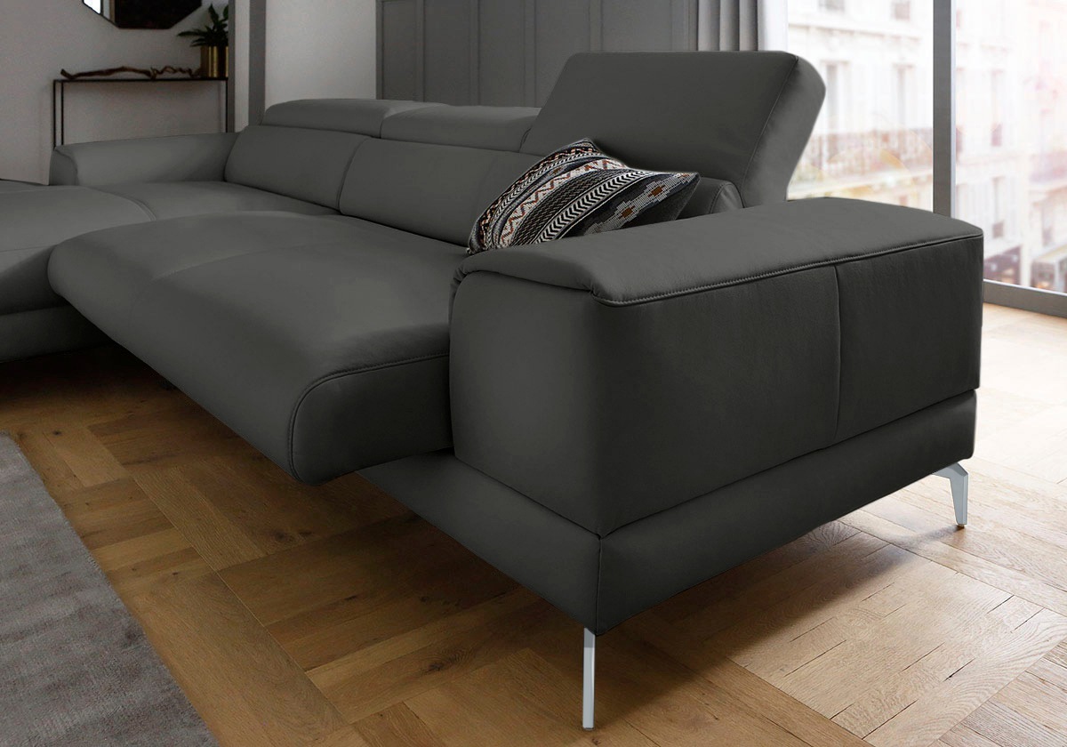 W.SCHILLIG Ecksofa »piedroo, Designsofa mit tollem Sitzkomfort, bequem und elegant, L-Form«, Kopfteilverstellung, wahlweise mit Sitztiefenverstellung, Breite 303cm