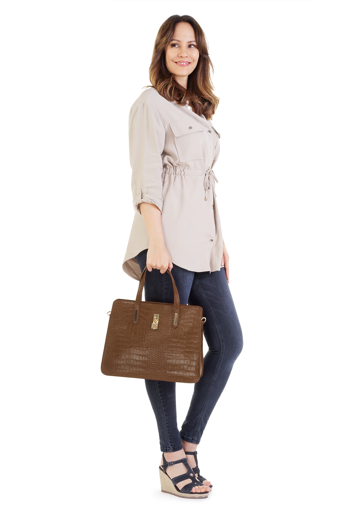 Cluty Henkeltasche echt Leder, Made in Italy