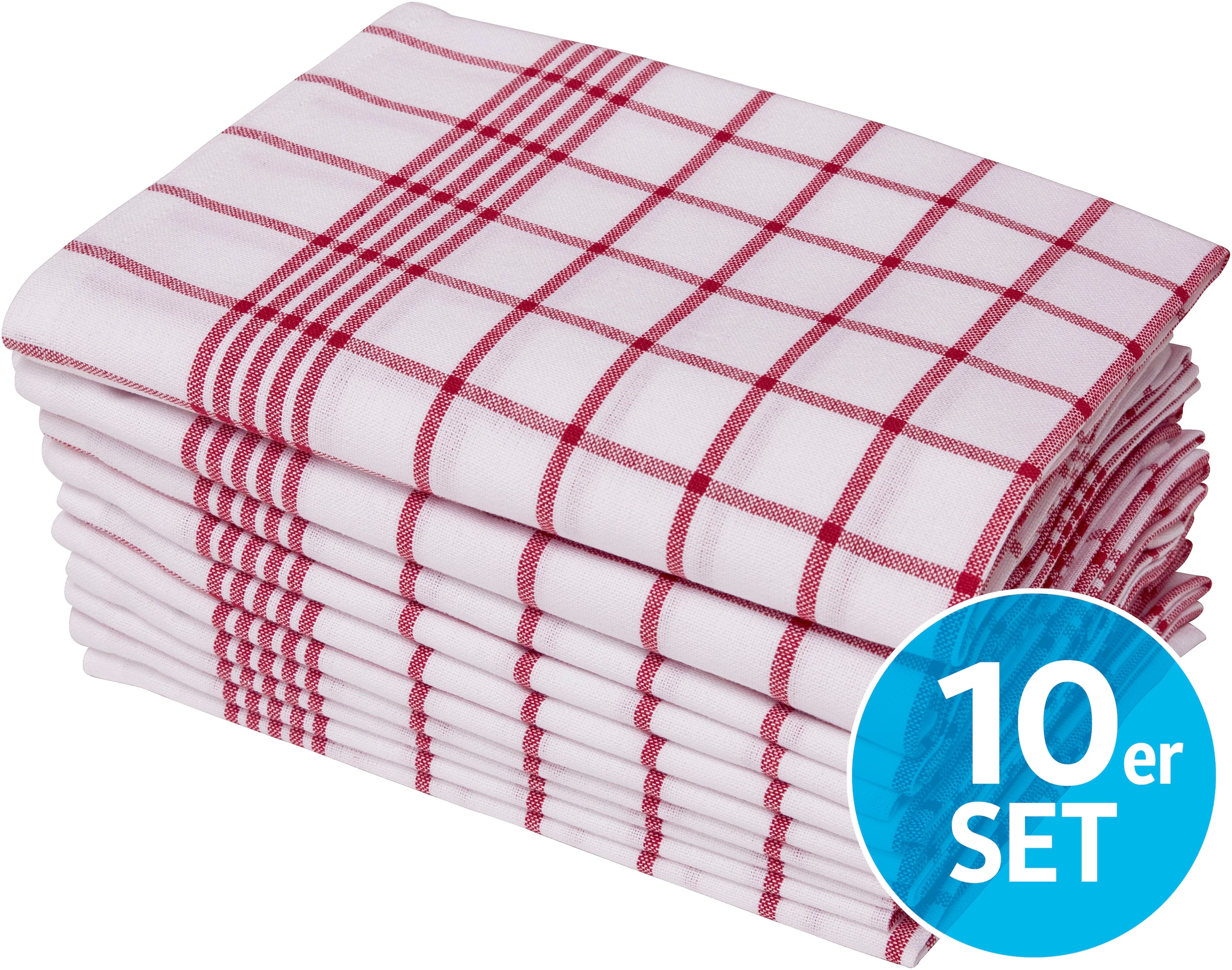 OTTO home Geschirrtuch »Vivianne« 100% Baumwolle,70×50 cm, blau/rot -weiße, 10Stk. Set, weich, saugstark