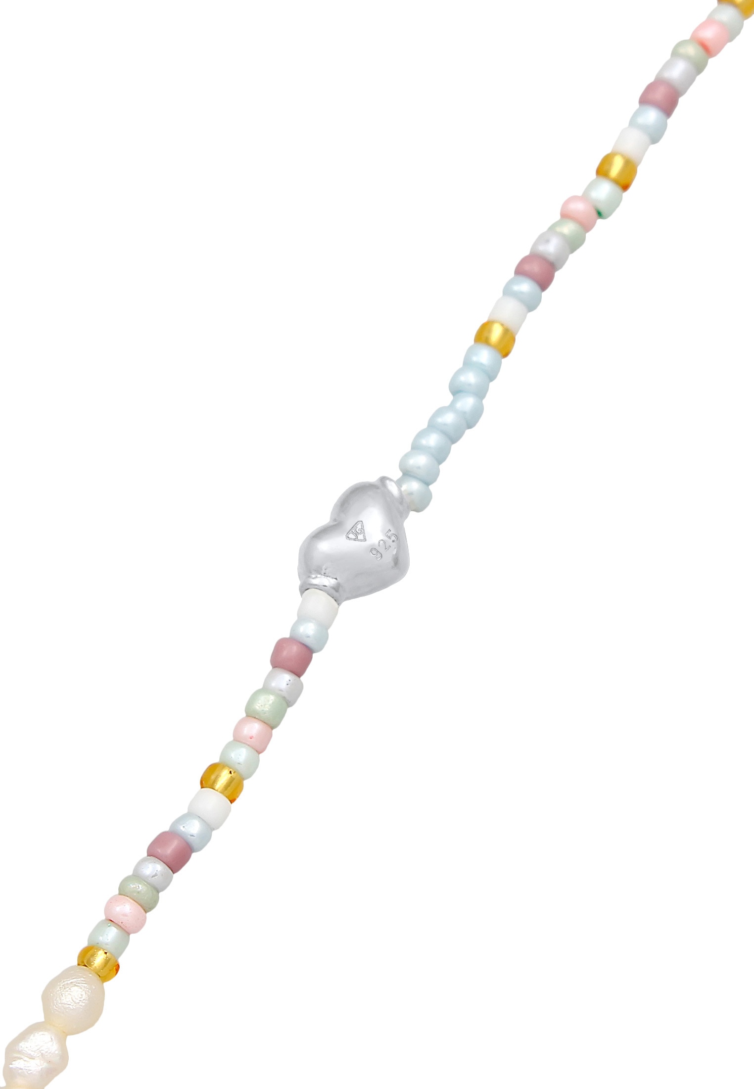 Elli Silberkette »Halskette Choker Herz Glas Beads Sommer Style 925 Silber«