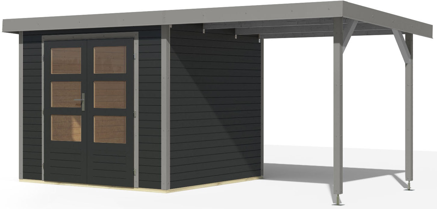 Karibu Gartenhaus »Jupiterino 3  SET, in verschiedenen Farben« inkl. Anbaudach