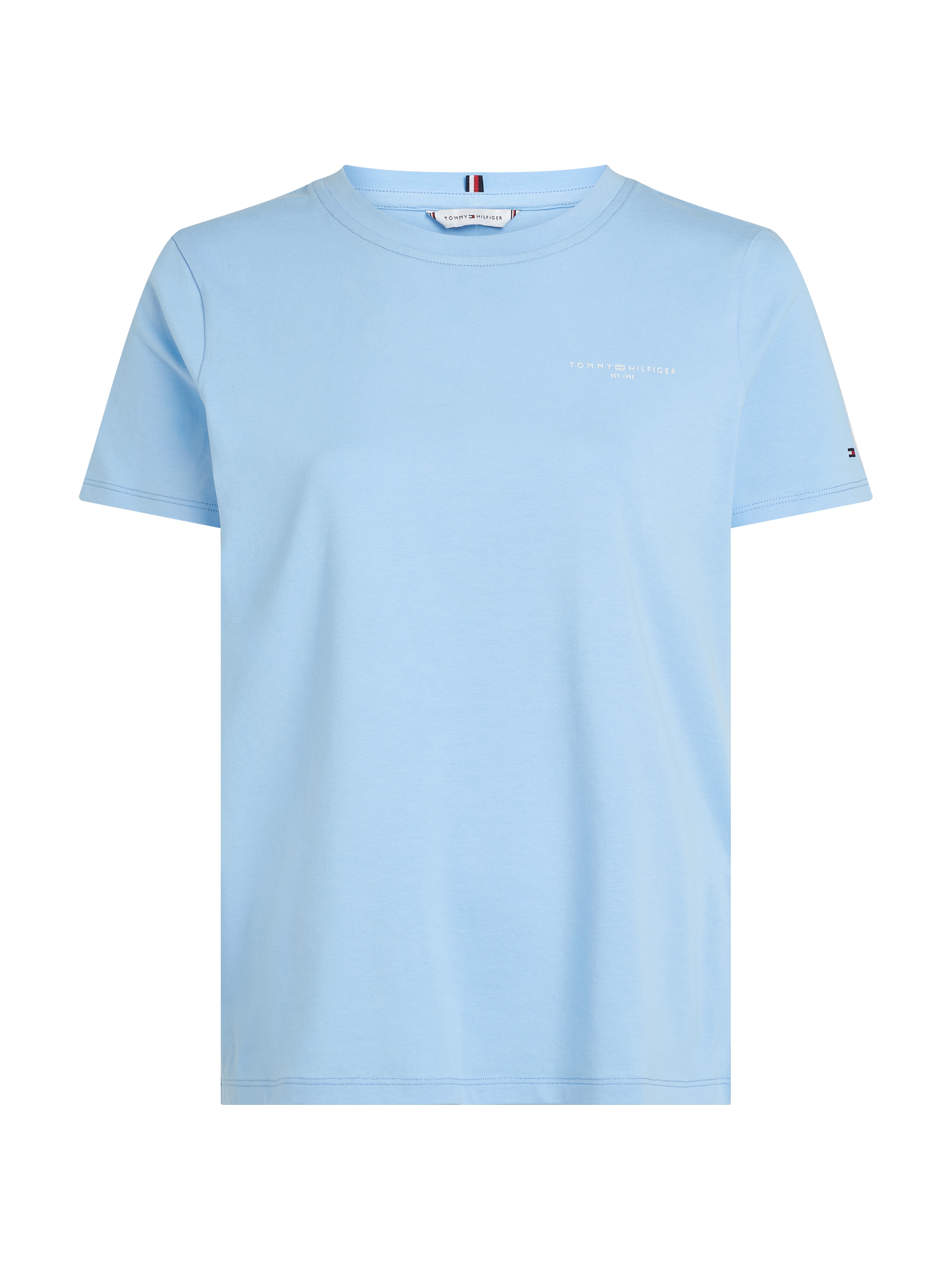 Tommy Hilfiger Rundhalsshirt »1985 REG MINI CORP LOGO C-NK SS«, mit Tommy Hilfiger Logoschriftzug und Bestickung