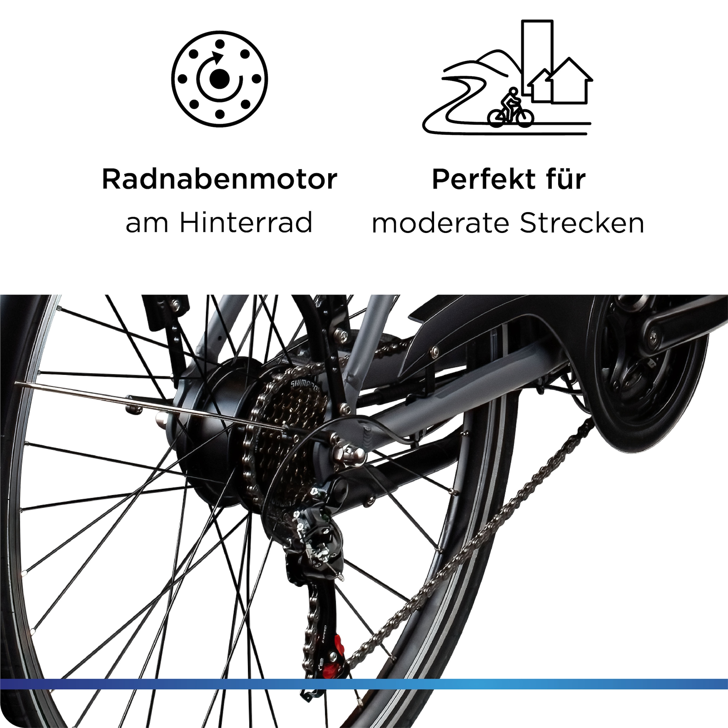 Zündapp »Z802 Herren« 21 Gang Shimano Altus RD-M310 Schaltwerk Kettenschaltung Heckmotor 250 W Pedelec, Elektrofahrrad für Herren