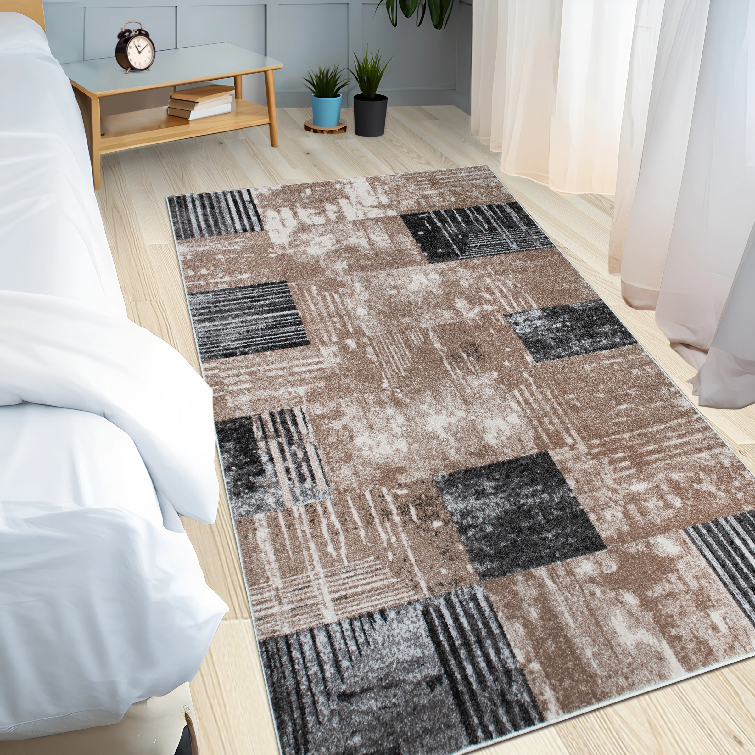 OTTO home Teppich »Lunari«, rechteckig, 9 mm Höhe, Karo-Design, modern, geometrisches Muster, weiche Haptik