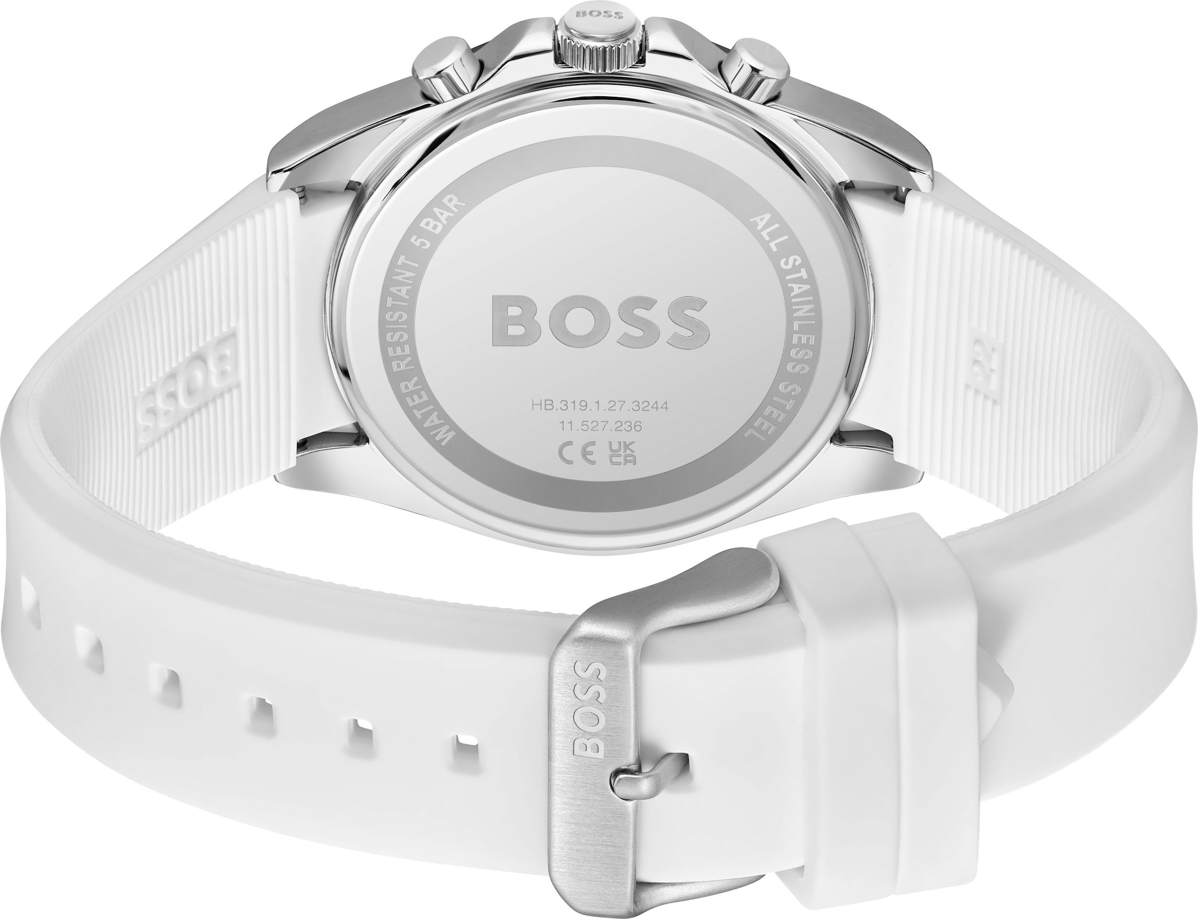 BOSS Chronograph »STRIKE CHRONO«, Quarzuhr, Armbanduhr, Herrenuhr, Silikonarmband, analog, Tag