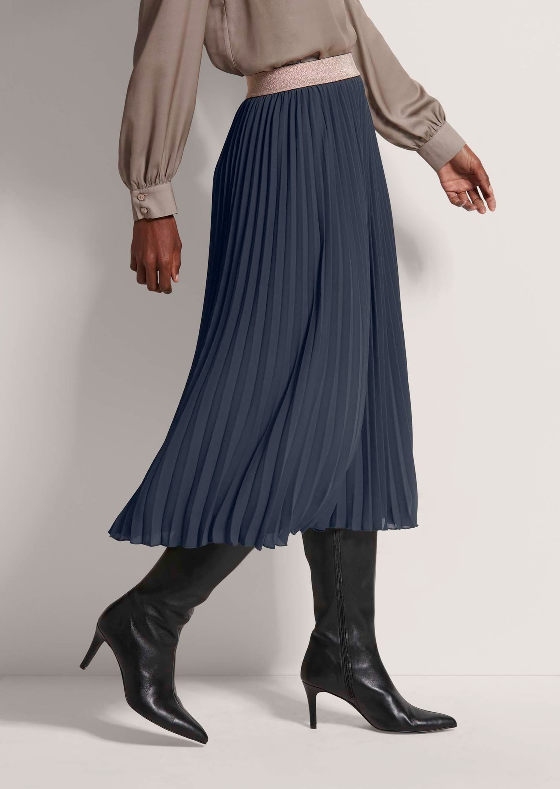 MADELEINE Midirock »Plisseerock Eleganter Faltenrock in Midilänge« Faltenrock zum Schlüpfen