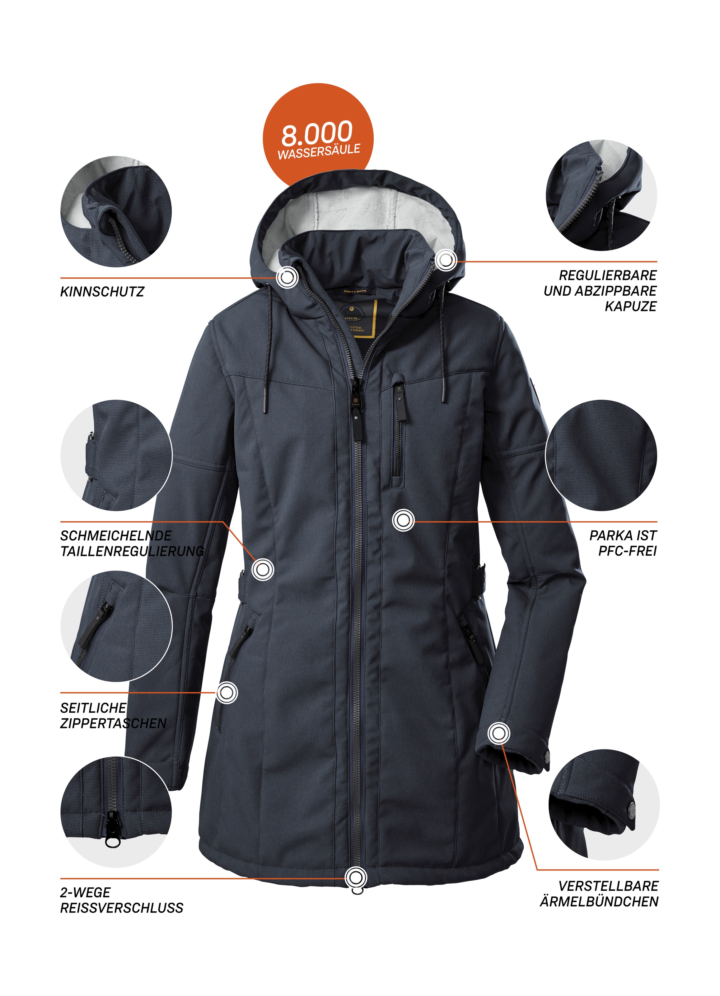 G.I.G.A. DX by killtec Softshellparka »GW 5 WMN SFTSHLL PRK«, Damen Softshell Parka: wasserabweisend, winddicht, atmungsaktiv