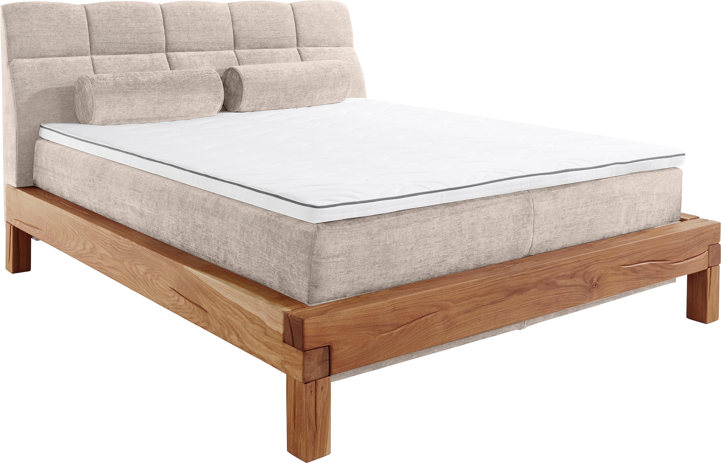 Home affaire Boxspringbett »VILLADS inkl. Taschenfederkernmatratze H2-H4 und Topper« Inside-Boxspring, recycelte Bezugsstoffe, Liegefläche 160 cm x 200 cm