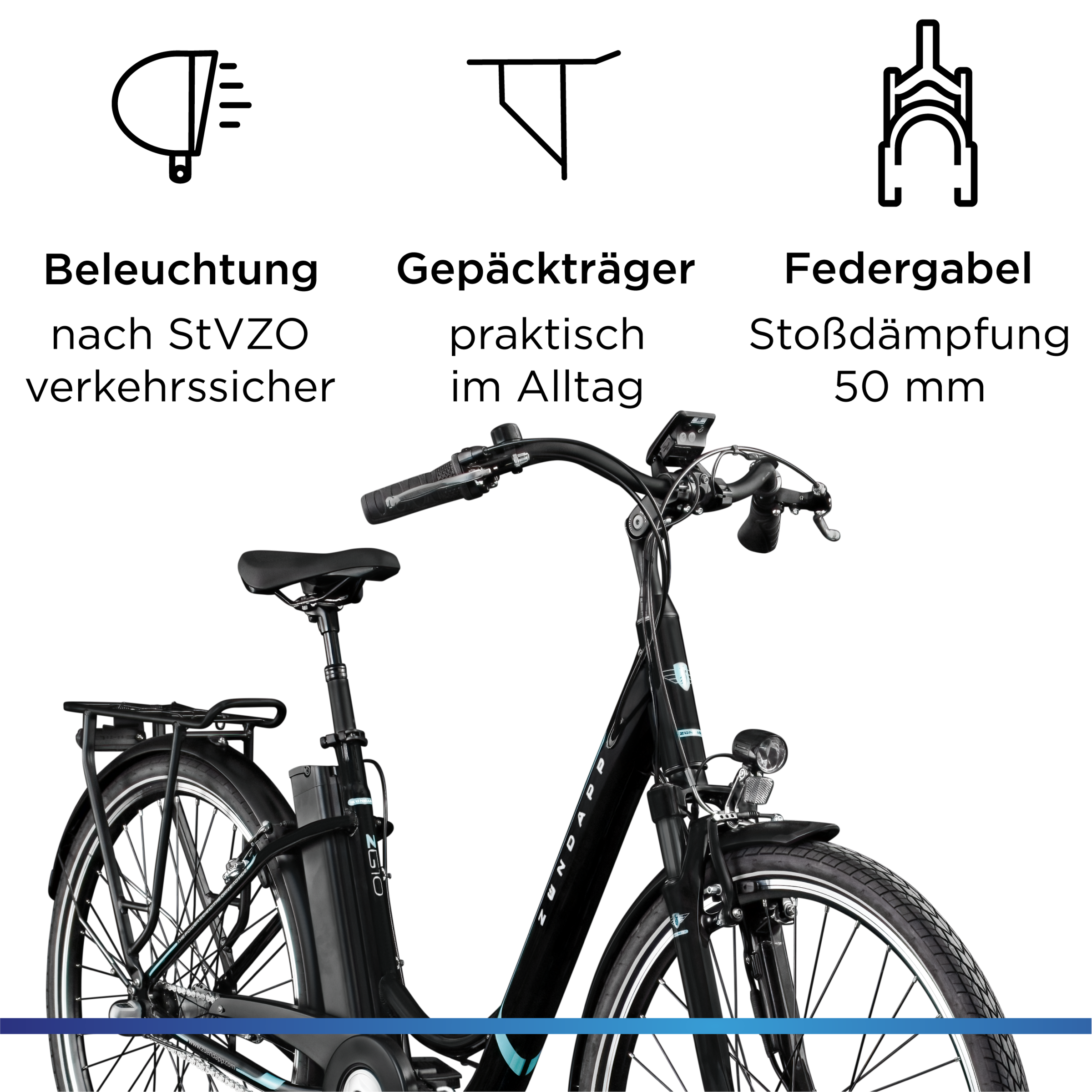 Zündapp »Z510« 3 Gang Shimano Nexus  SC-3C41 Schaltwerk Nabenschaltung Frontmotor 250 W Pedelec, Elektrofahrrad für Damen u. Herren