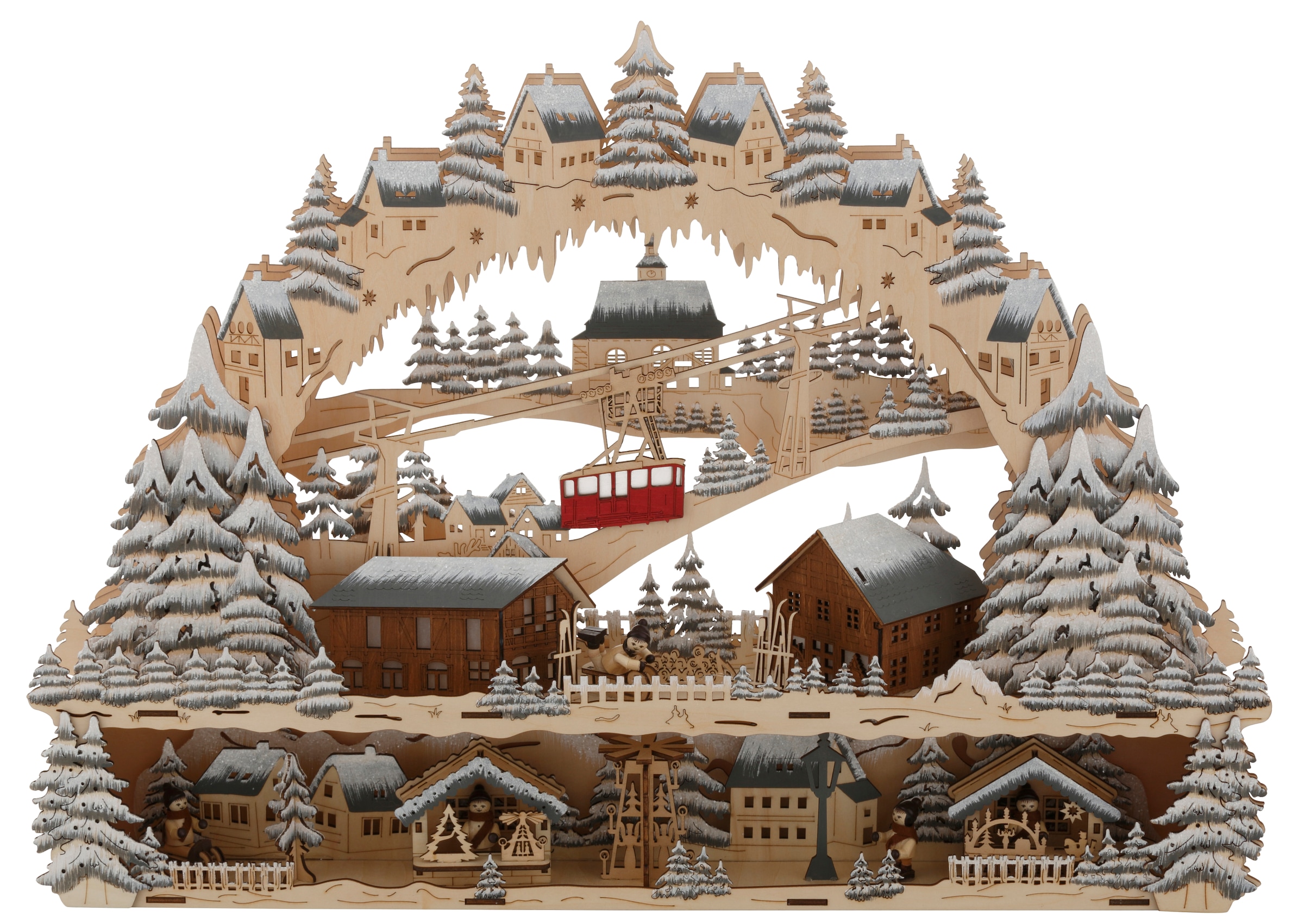 my home Schwibbogen »Podest und Seilbahn, Skihütte und Weihnachsmarkt, Weihnachtsdeko« Breite ca. 64 cm