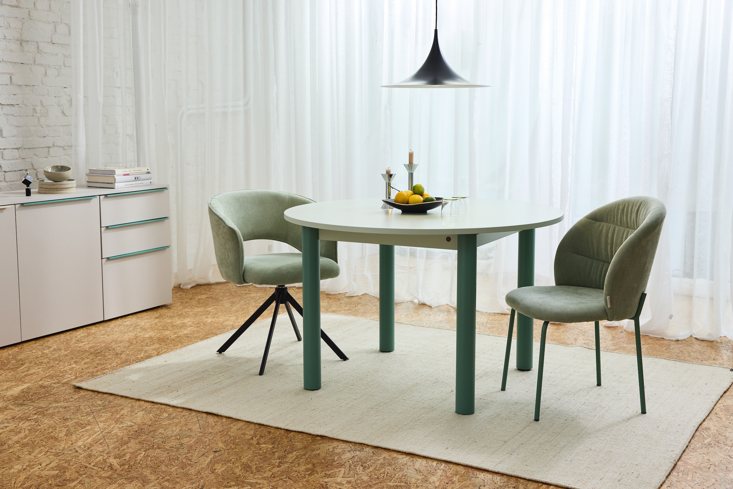 TOM TAILOR HOME 4-Fußstuhl »LEAF CHAIR«, (Set), 2 St., Chenille, 4-Fußgestell, Raffung in der Rückenlehne