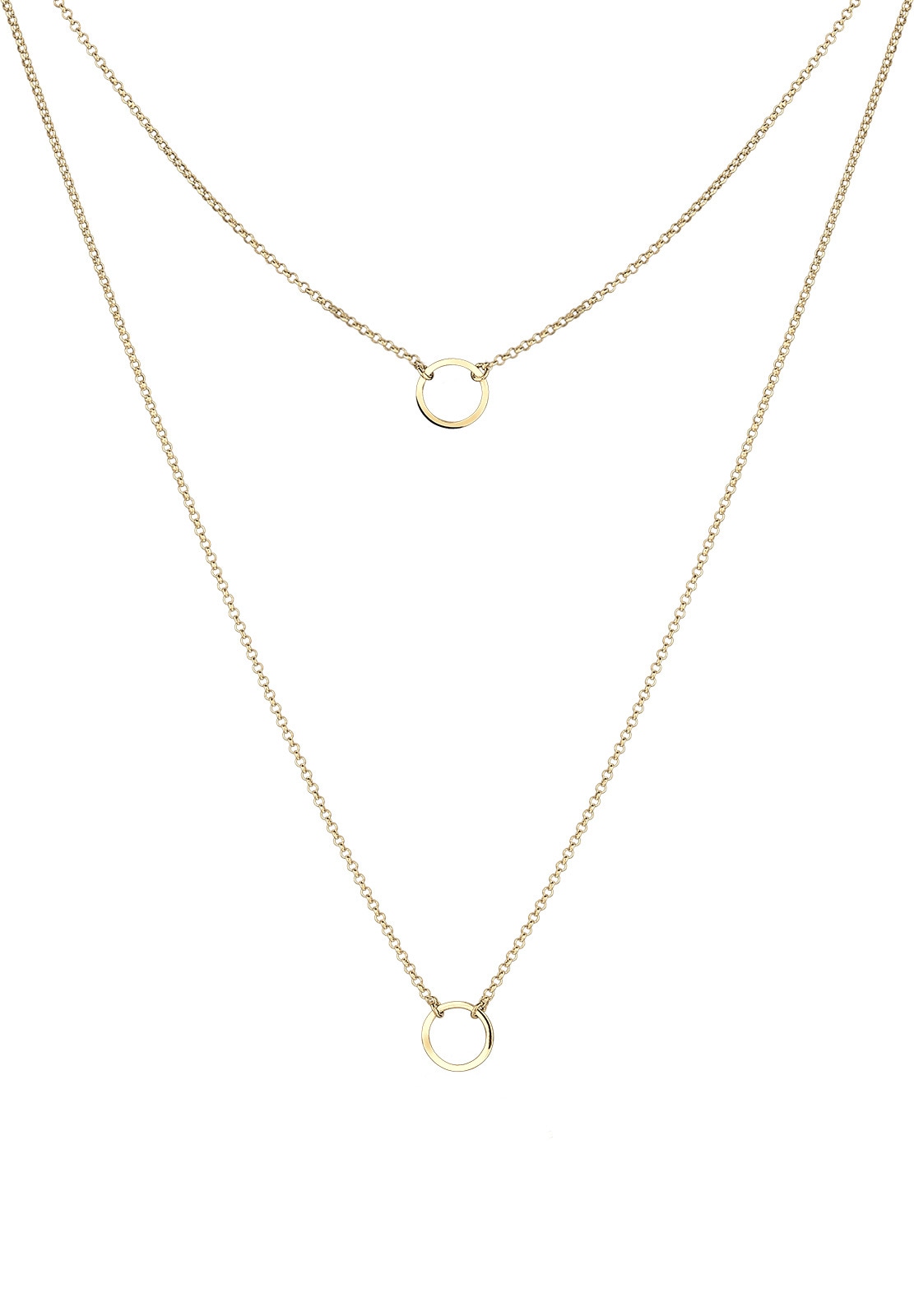 Elli Lange Kette »Halskette Layer mit Kreis Anhänger im Lagenlook 925 Silber«