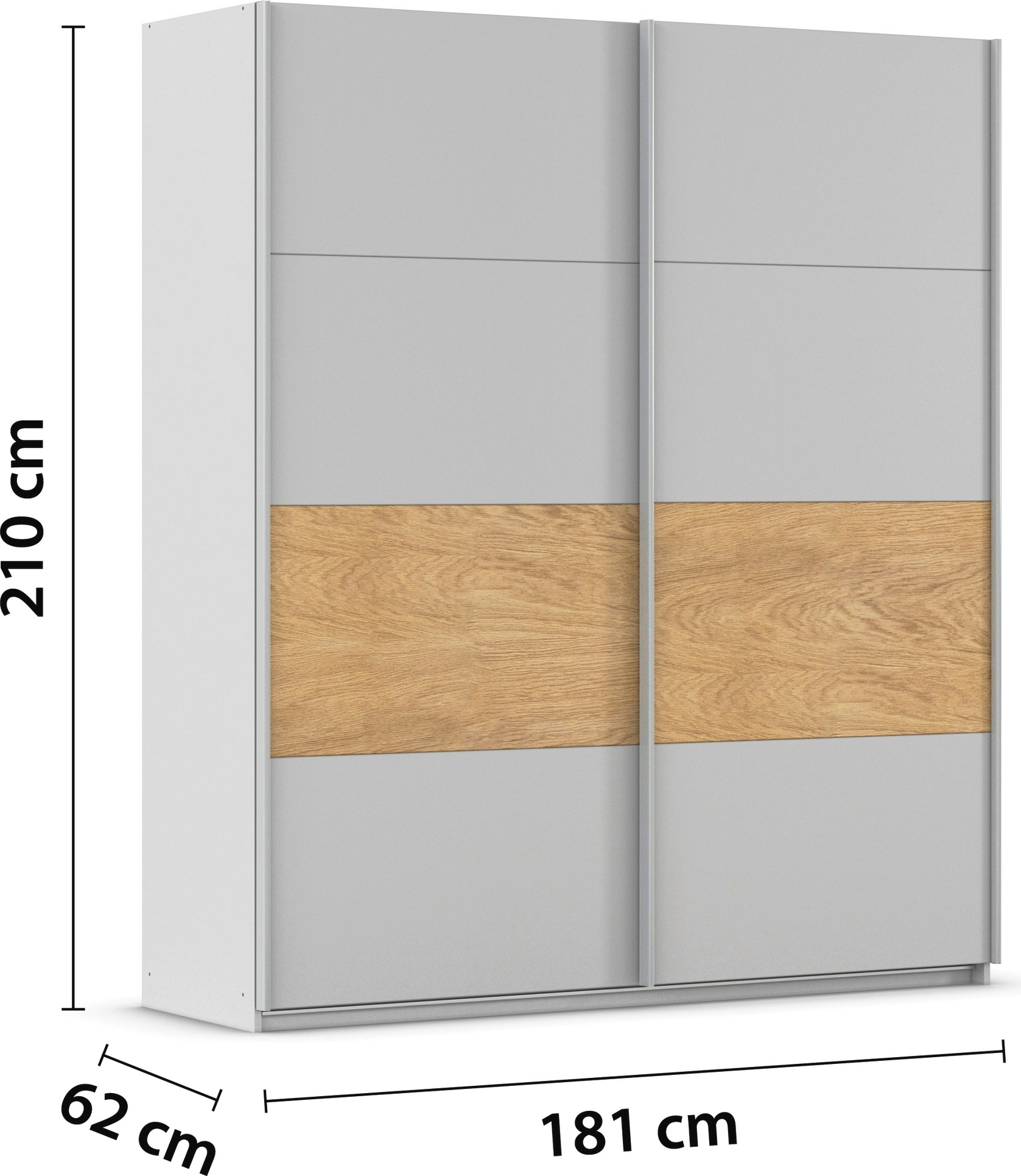 rauch Schwebetürenschrank »Kleiderschrank Schrank Garderobe Schlafzimmerschrank MALVA« Bauchbinde abgesetzt in gebürstetem Eiche Furnier MADE IN GERMANY