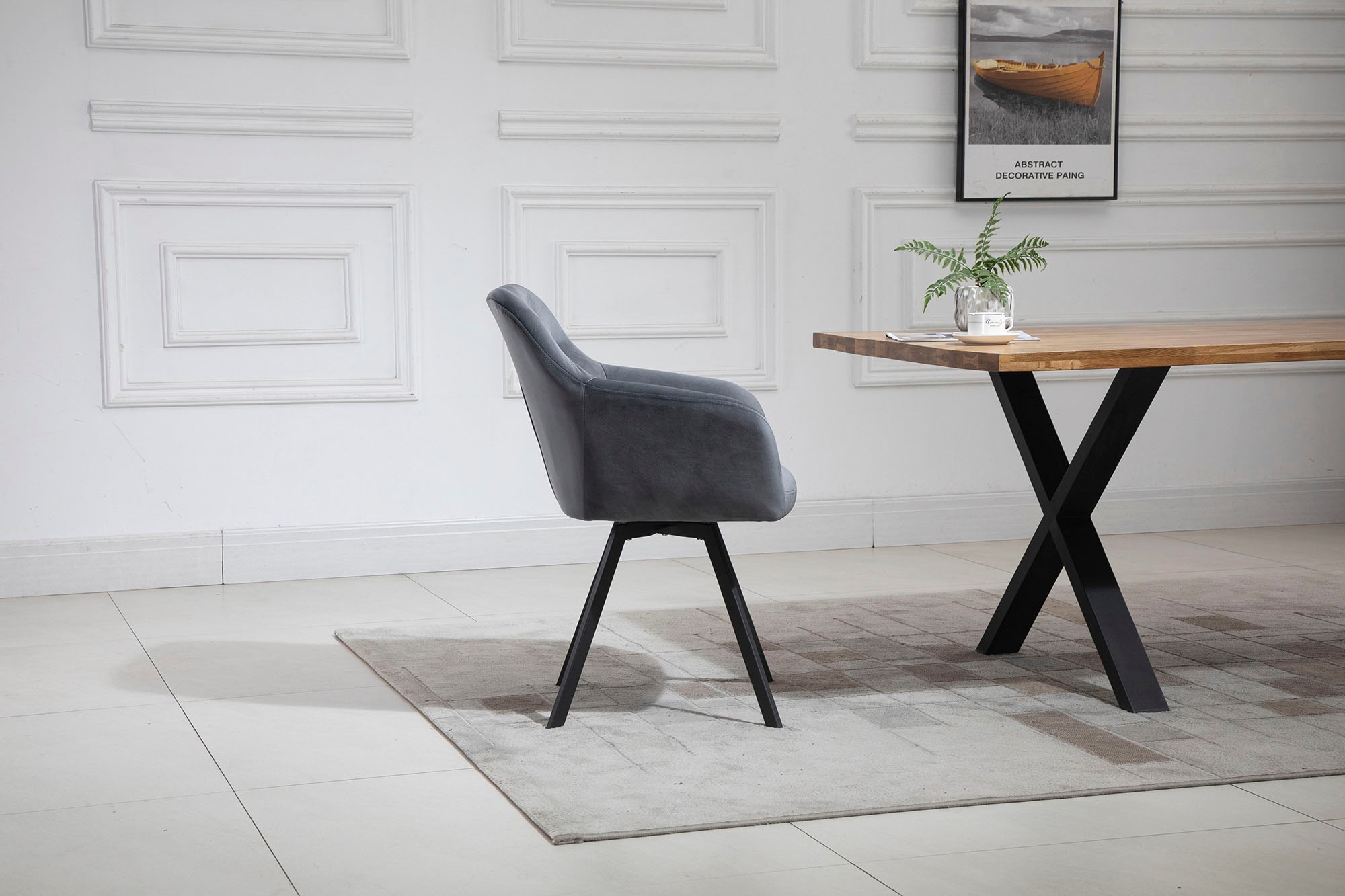 SalesFever Esszimmerstuhl »Toronto Stuhl - Stilvoller Armlehnstuhl mit Steppungen« () 1 Stk.Esszimmersessel, 360° Drehplatte unter der Sitzfläche