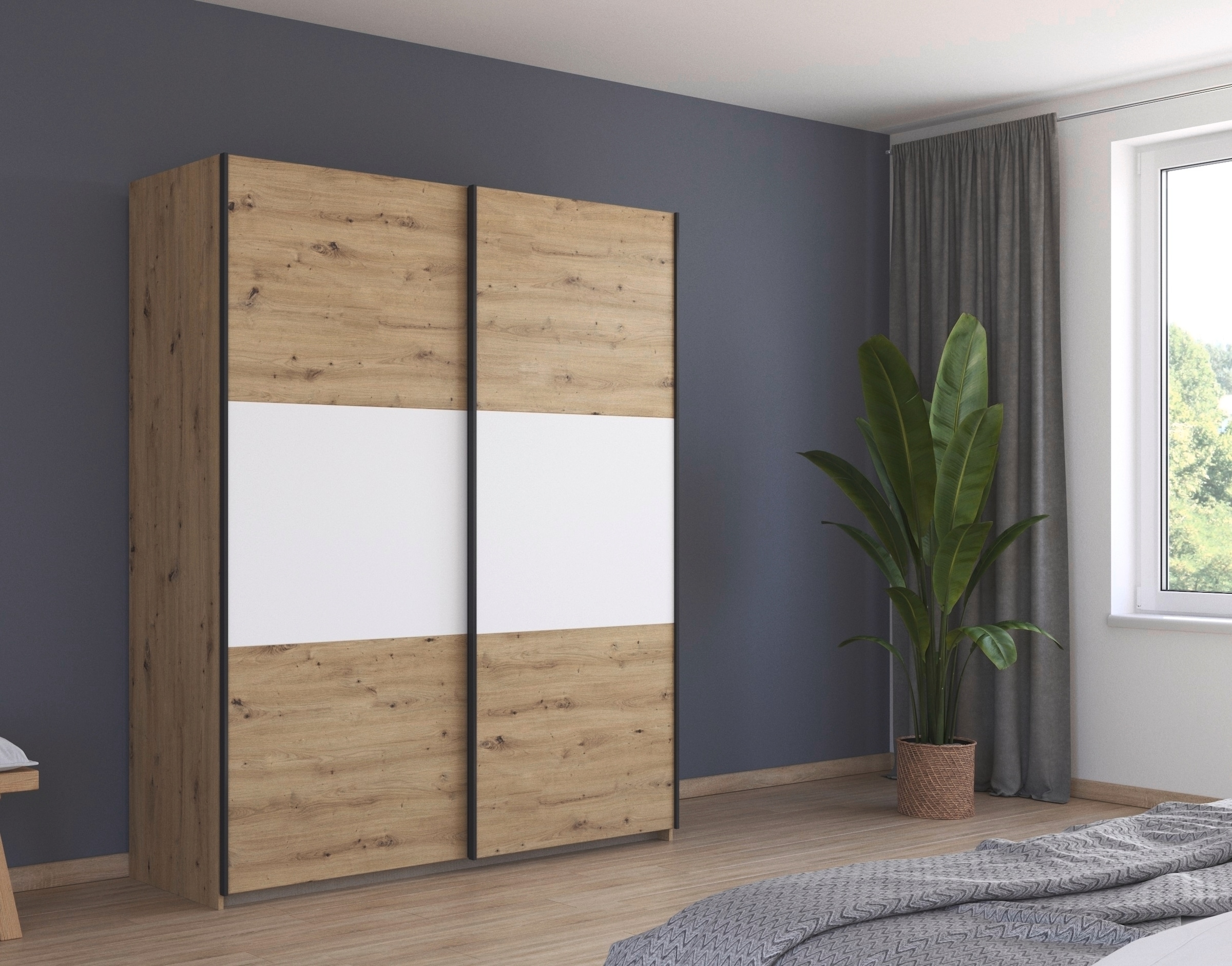 rauch Schwebetürenschrank »Kleiderschrank Schrank Garderobe Garderobenschrank Wäscheschrank NEO« in 3 verschiedenen Ausstattungen BASIC/CLASSIC/PREMIUM,  mit großzügigem Stauraum und vielfältigen Farbkombinationen