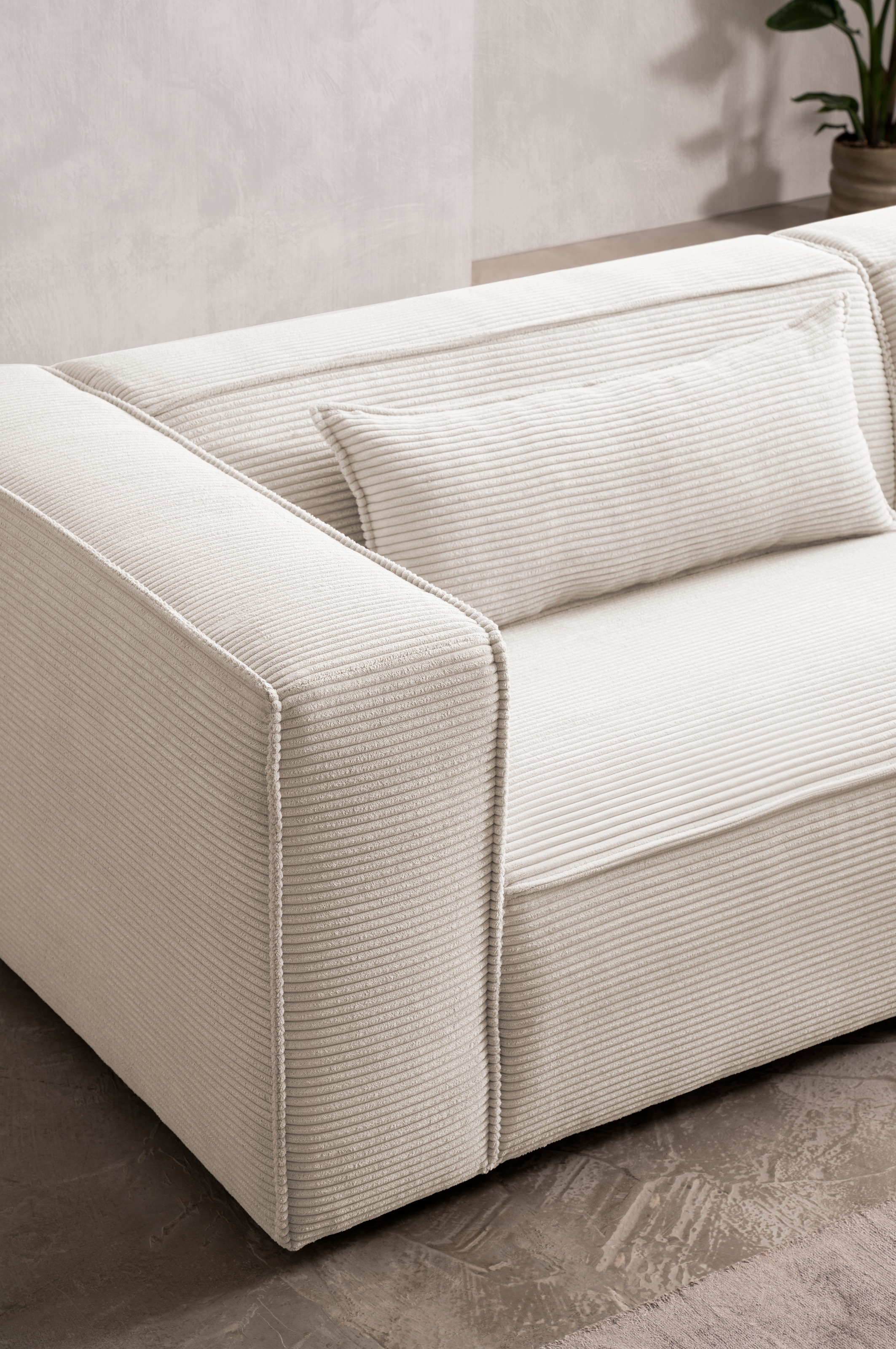 LeGer Home by Lena Gercke 3-Sitzer »PIARA, Couch mit Kedernaht, Sofa in Cord oder Leinenoptik«, schwarze Füße, bequemer Sitzkomfort