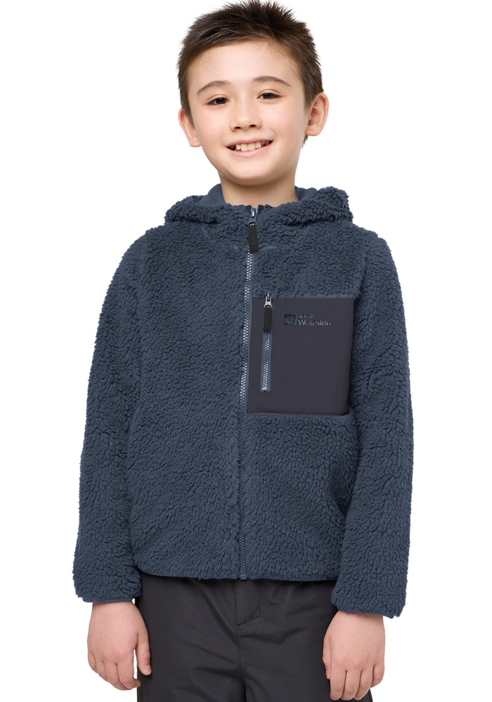 Jack Wolfskin Fleecejacke »ICE CURL HOOD JACKET K« mit Kapuze Übergangsjacke mit Kapuze, mit Brusttasche mit Reißverschluss