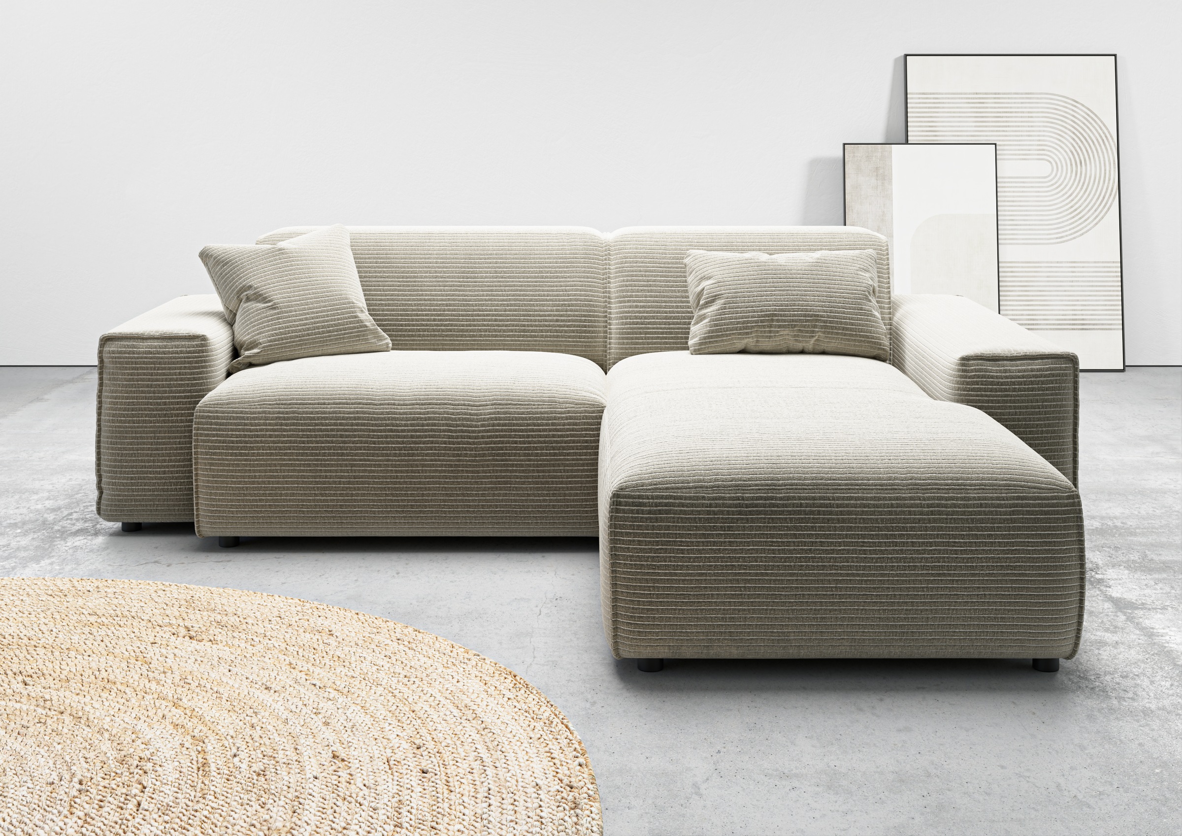 andas Ecksofa »Glimminge L-Form auch in Breitcord, Feincord + Easy care-Bezug,«, Breite 234, Zierkissen