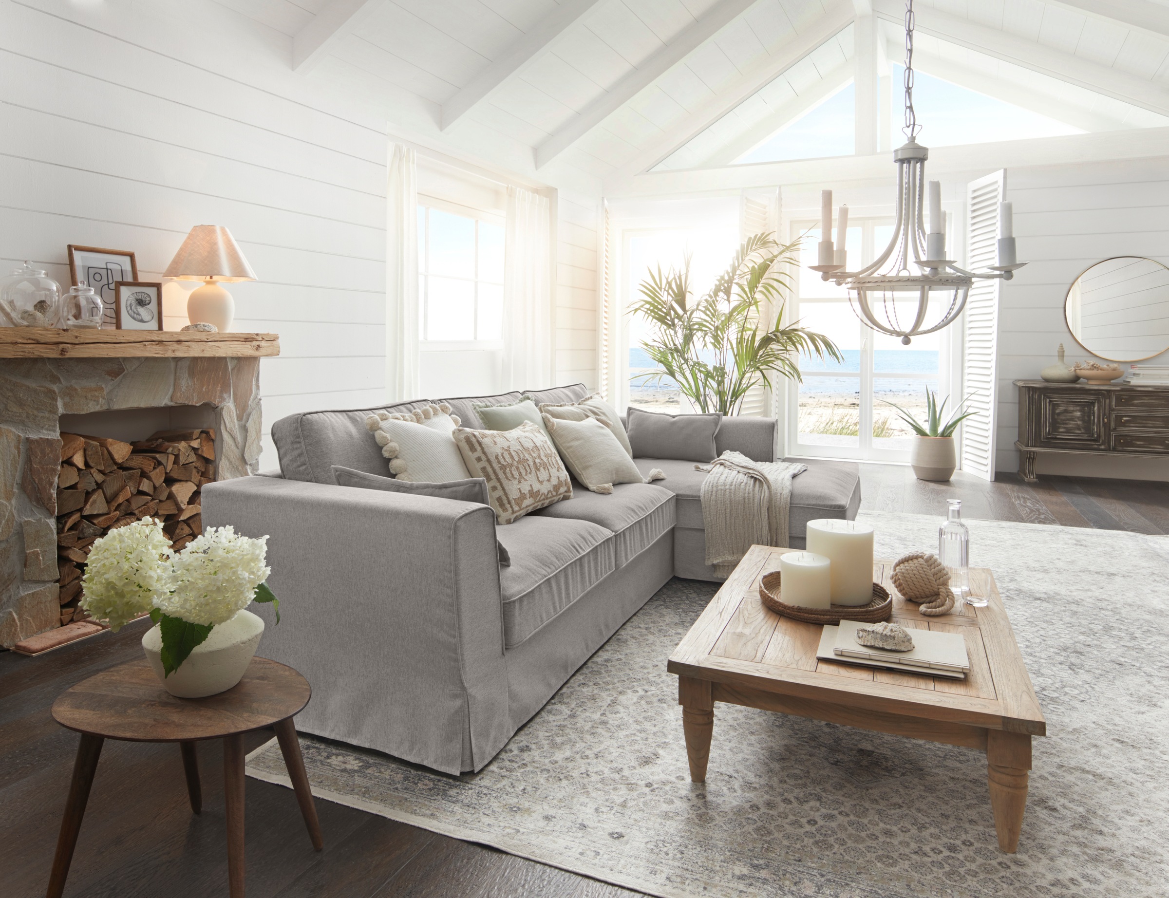Timbers Ecksofa »Vintage L-Form«, 3-Sitzer Polsterecke im Landhausstil, mit abnehmbarer Husse