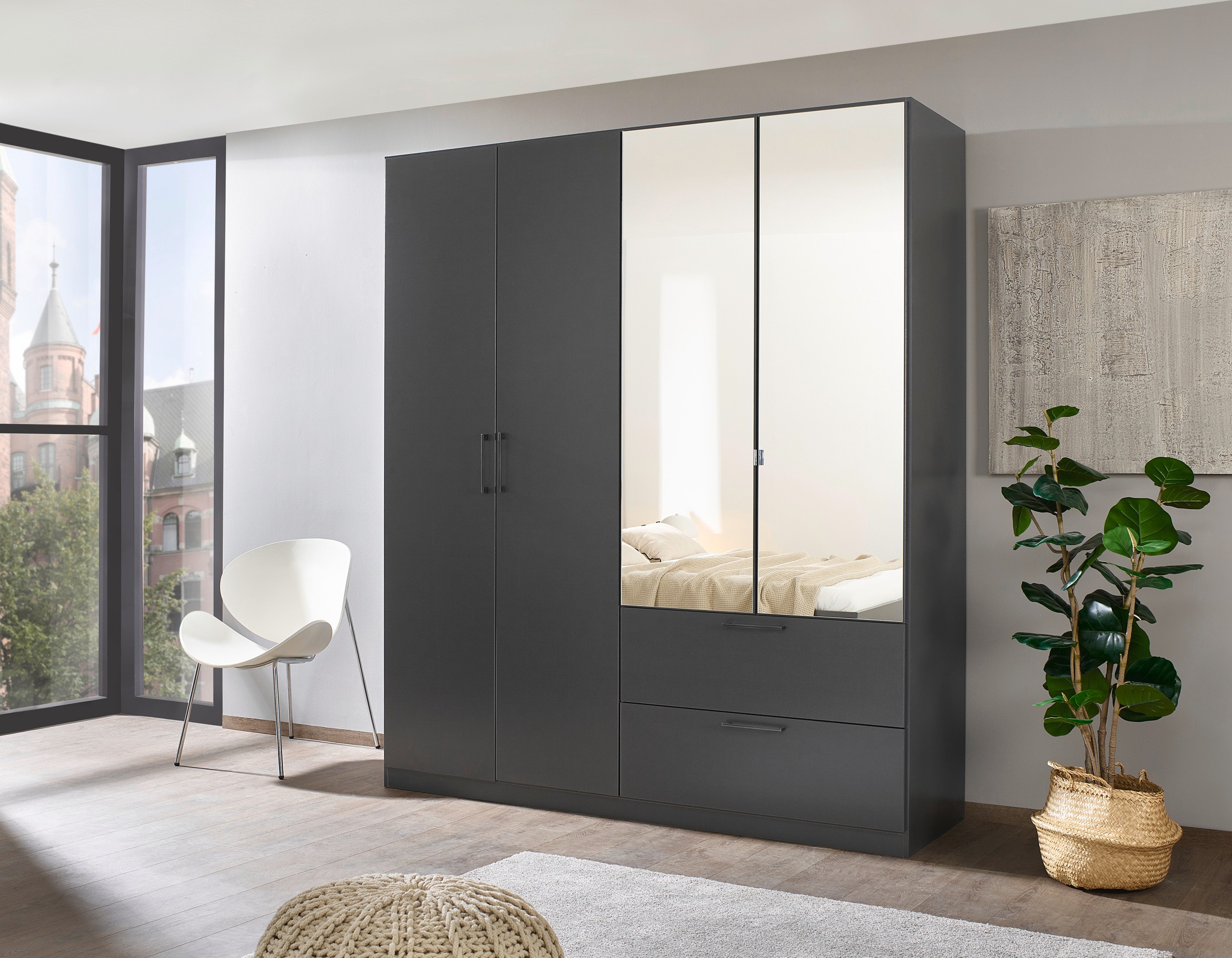 INOSIGN BY RAUCH Drehtürenschrank »Kleiderschrank Schrank Garderobe Wäscheschrank CHALLENGER« mit Spiegeltüren und geräumigen Schubladen MADE IN GERMANY