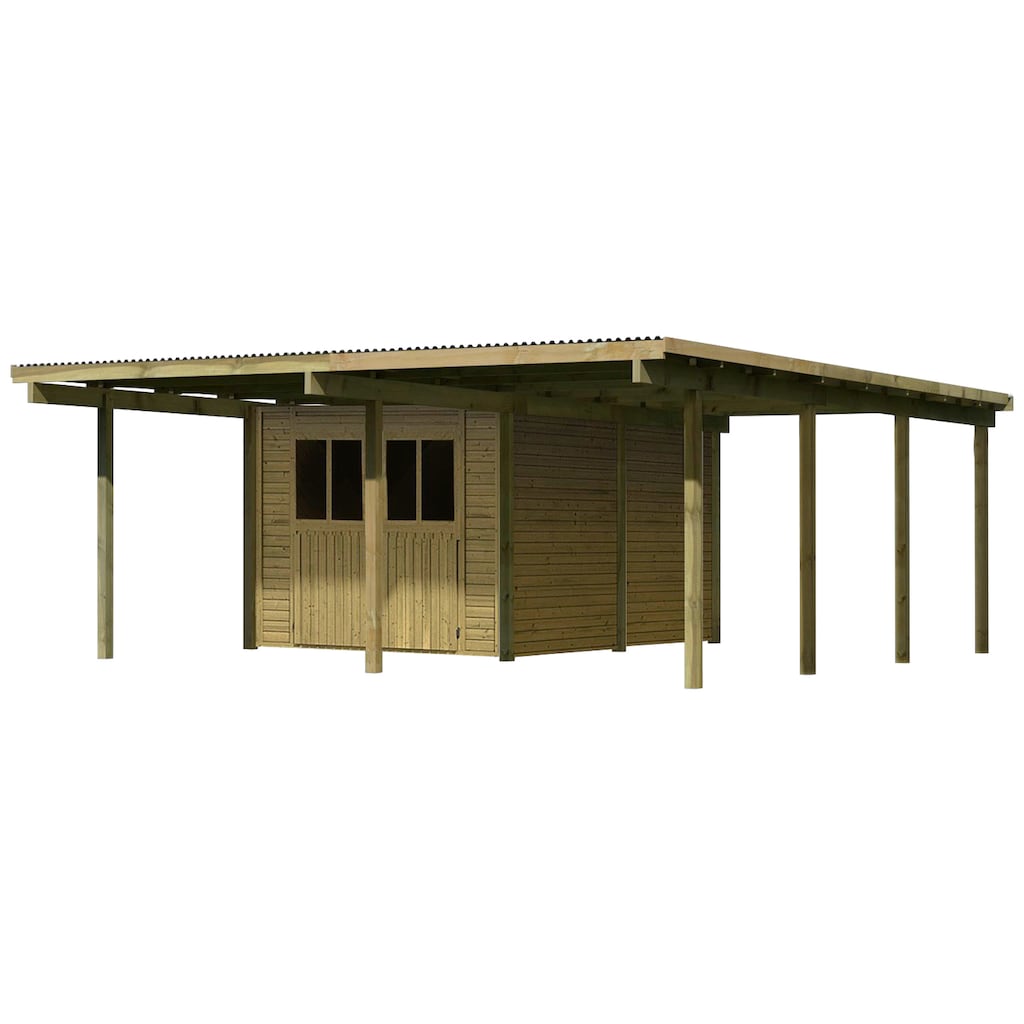 Karibu Doppelcarport »Eco 2«, Holz, 250 cm, braun