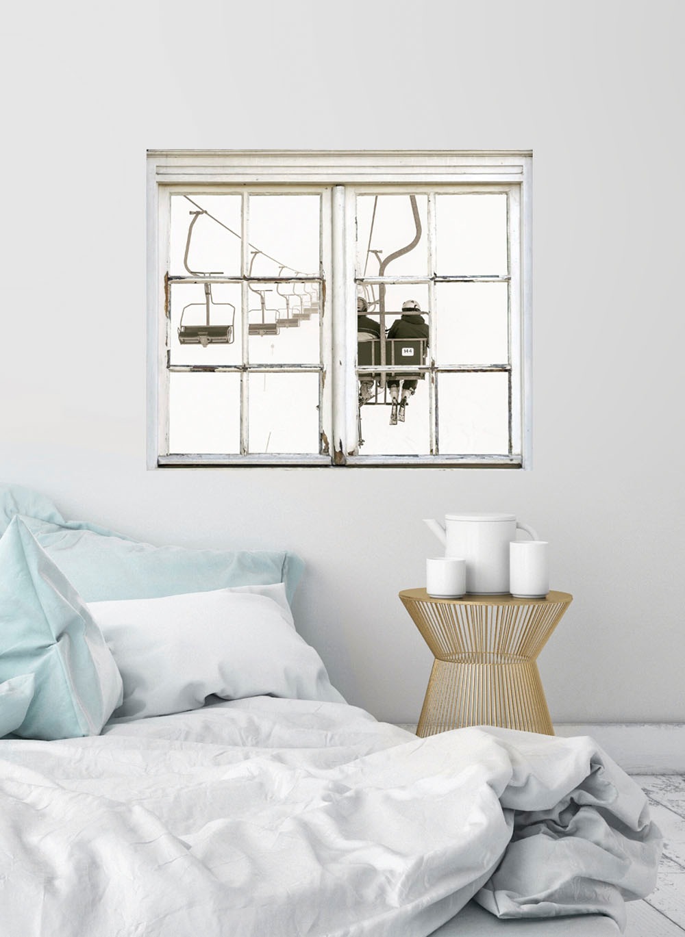 queence Wandsticker »Seilbahn« Wandsticker, Wandbild, selbstklebend, 3D, Fenster, Seilbahn