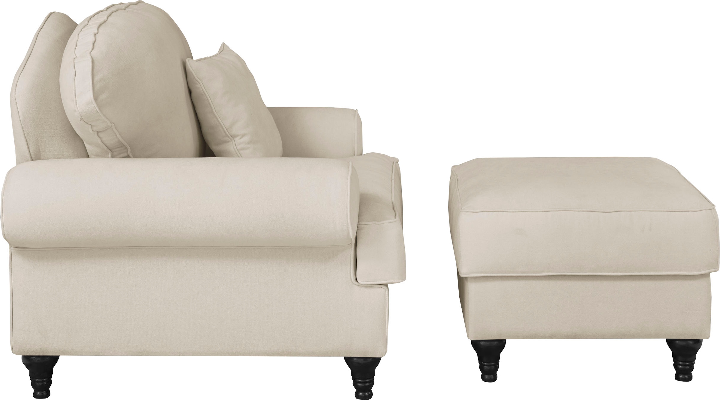 Home affaire Sessel »WESTMINSTER«, (Set, 2 St., 1Sessel, 1 Hocker), mit Federkern-Polsterung