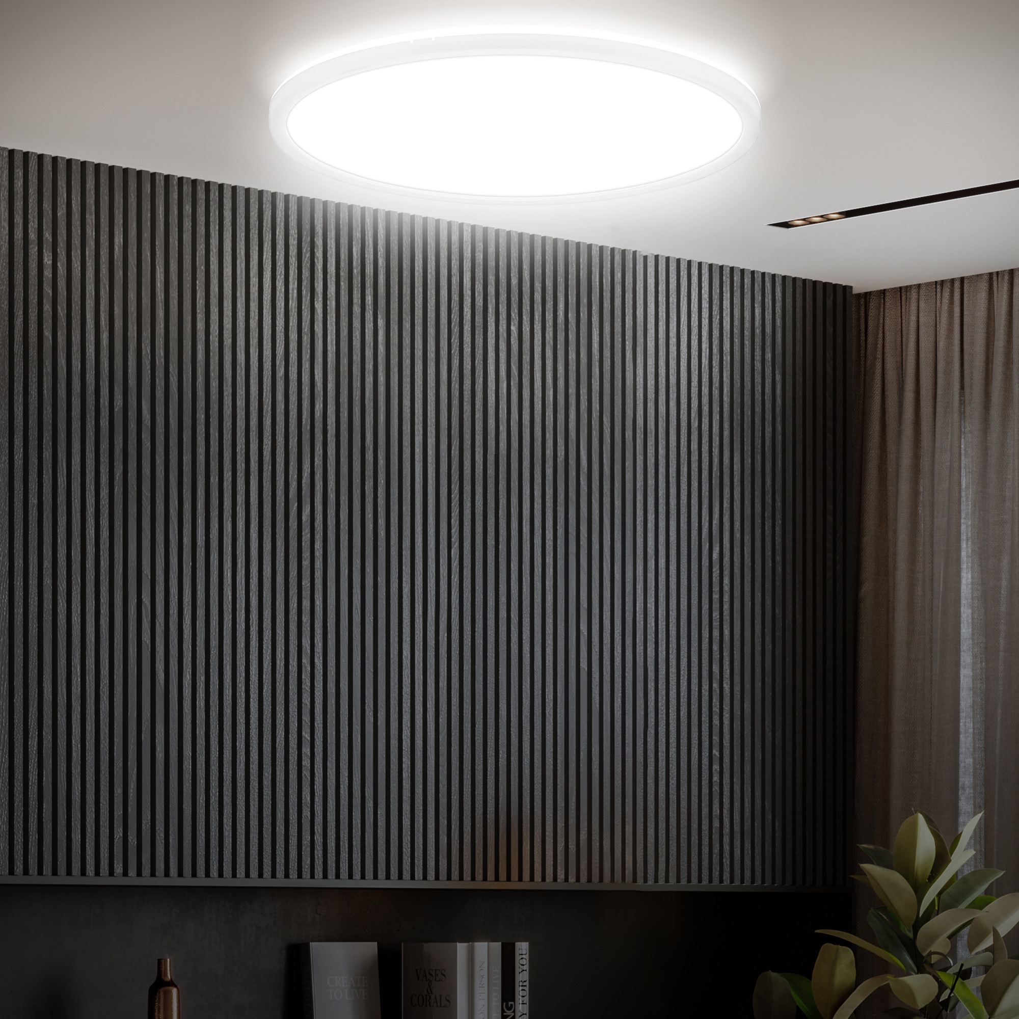 B.K.Licht LED Deckenleuchte »BKL1600 Ultraflache Deckenlampe, LED Panel mit Backlight« LED-Modul 1 Stk. Neutralweiß 4.000K, 3.000 Lm, 22W, indirekte Hintergrundbeleuchtung, ⌀42cm, Weiß