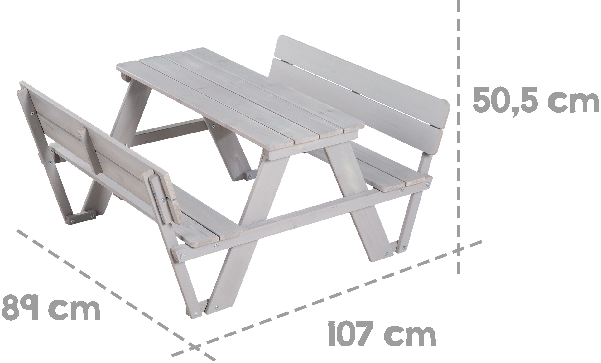 roba® Kindersitzgruppe »Picknick for 4 Outdoor +, Grau«, (Set), mit Lehne; inklusive Sitzauflagen Â»Little StarsÂ«