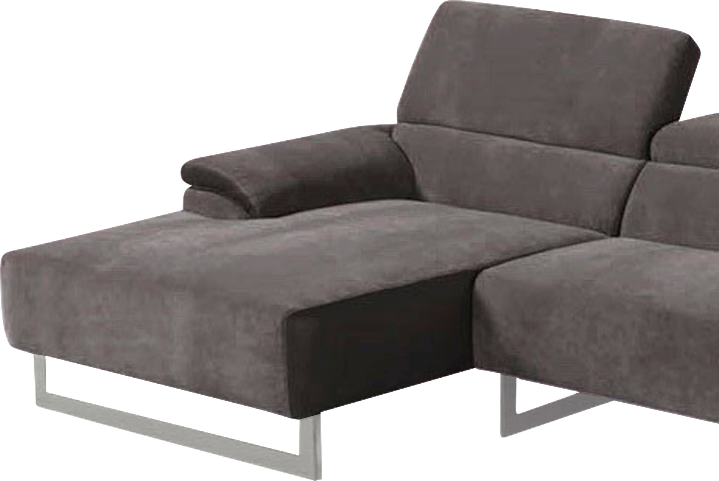 Egoitaliano Ecksofa »Malika, edel und bequem, Designsofa mit hochwertigen Bezügen, L-Form« mit Recamiere, inkl. Kopfteilverstellung und chromfarbenen Metallfüßen