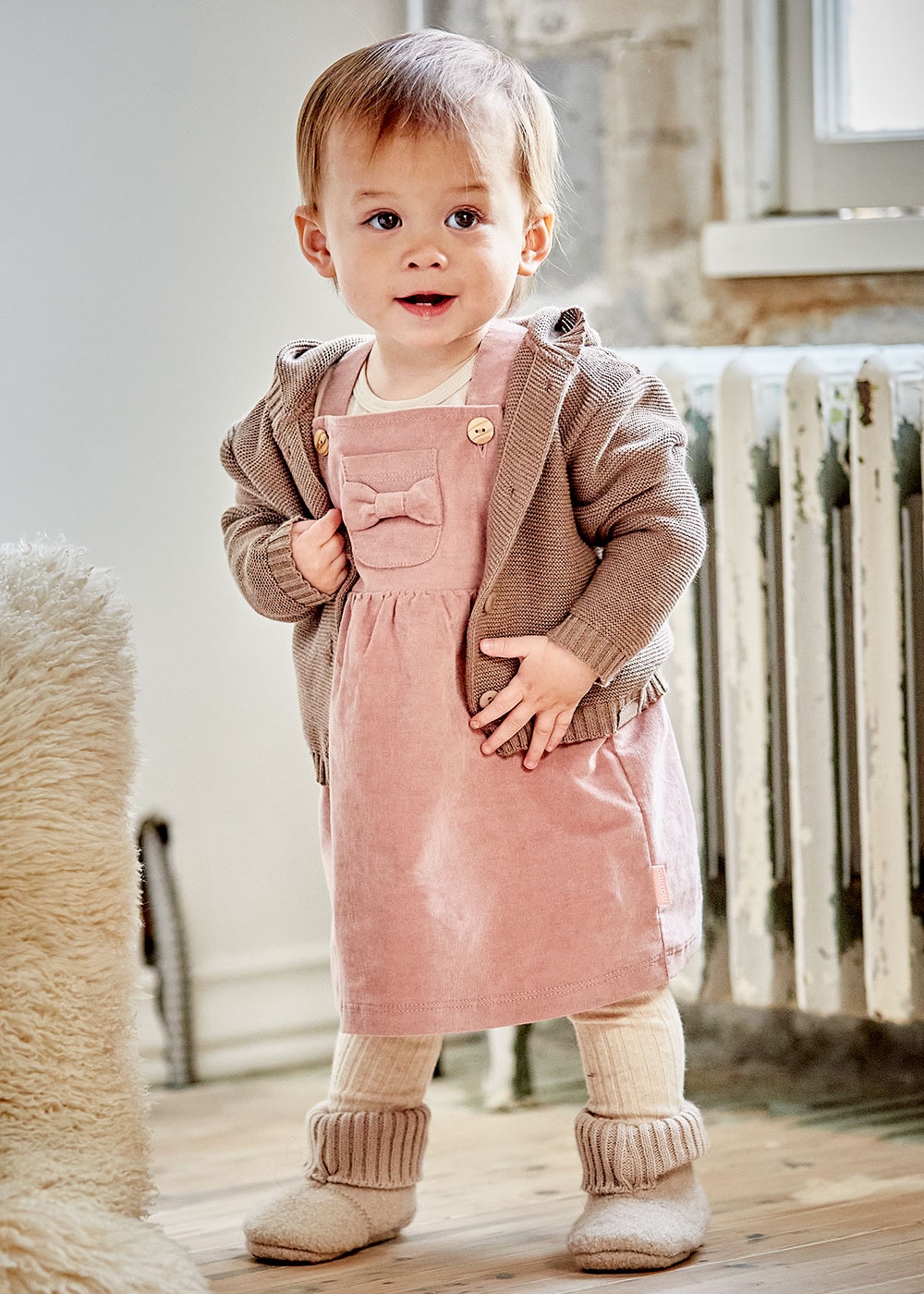 MAXIMO Latzkleid aufgesetzte Tasche hoher Baumwollanteil, Stretch-Cord, mit Trägern, Gummizug