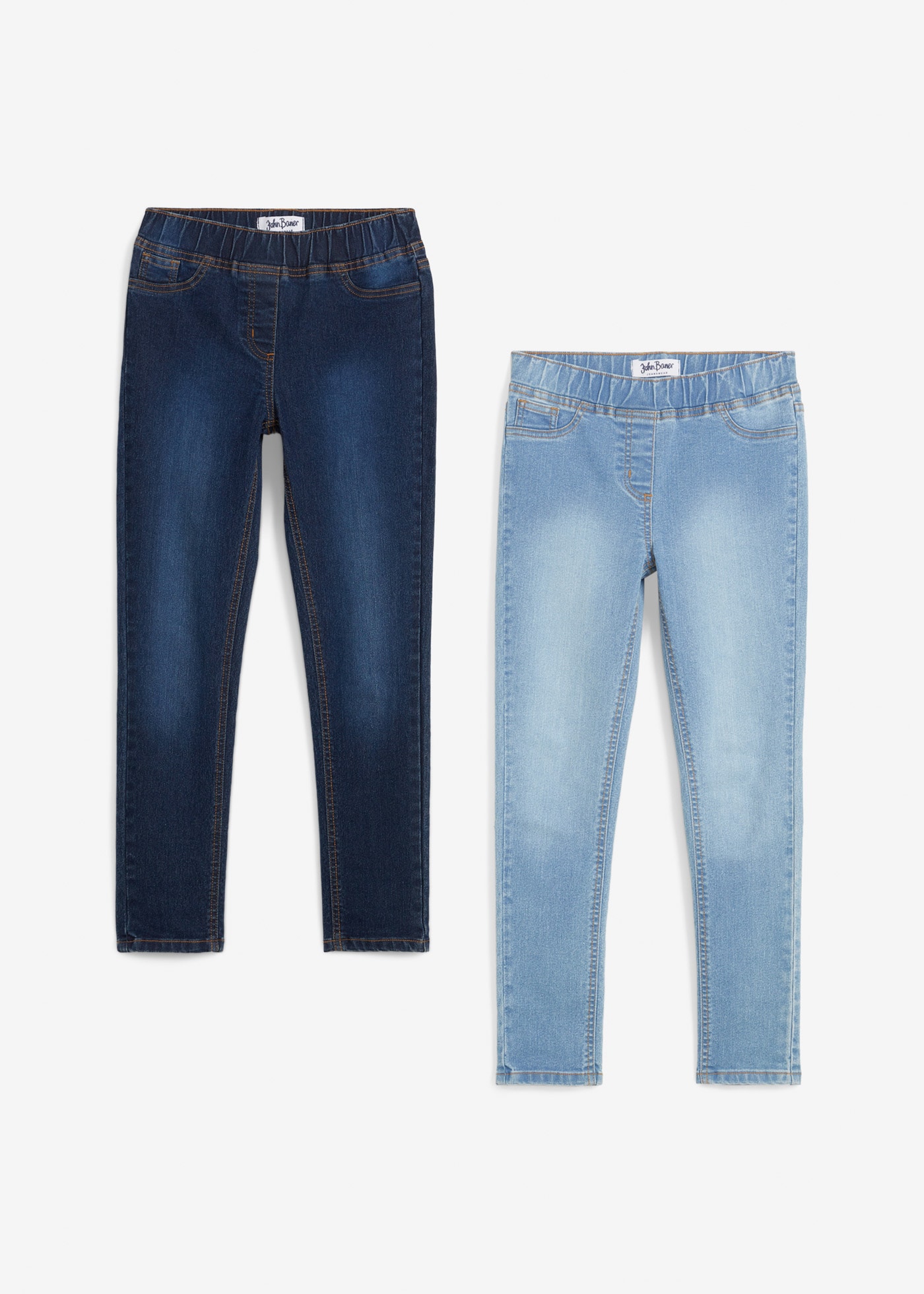 bonprix Jeansjeggings Packung, 2, 2 Stk. Skinny Fit, mit angedeuteten Taschen