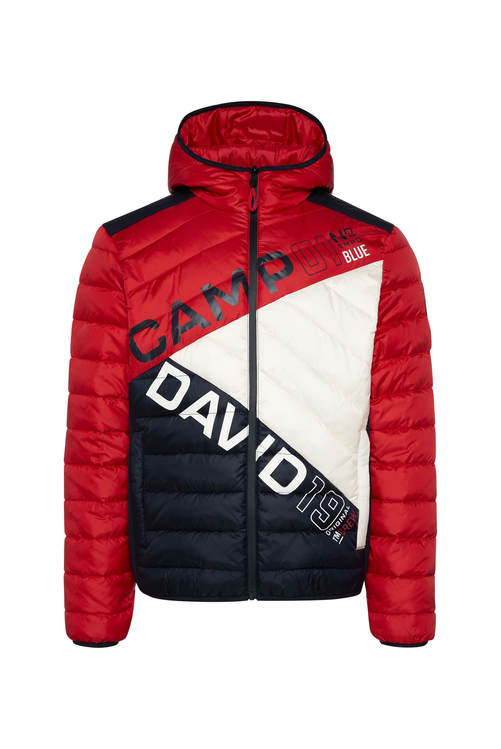 CAMP DAVID Steppjacke, mit Kapuze, mit Colour-Blocking und Rücken-Print