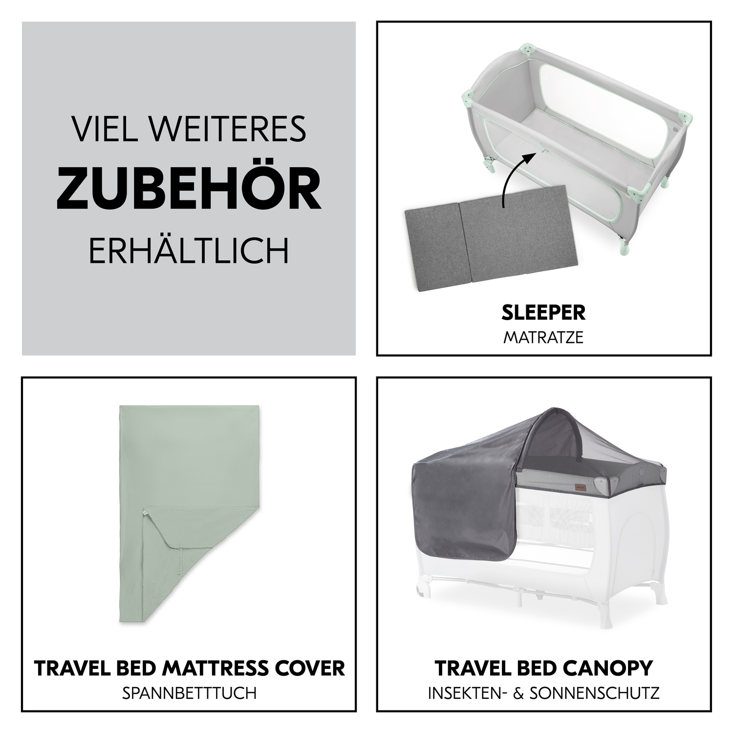 Hauck Baby-Reisebett »Sleep N Play Go Plus, Dusty Mint«, mit integrierten Rädern; Vorderausstieg