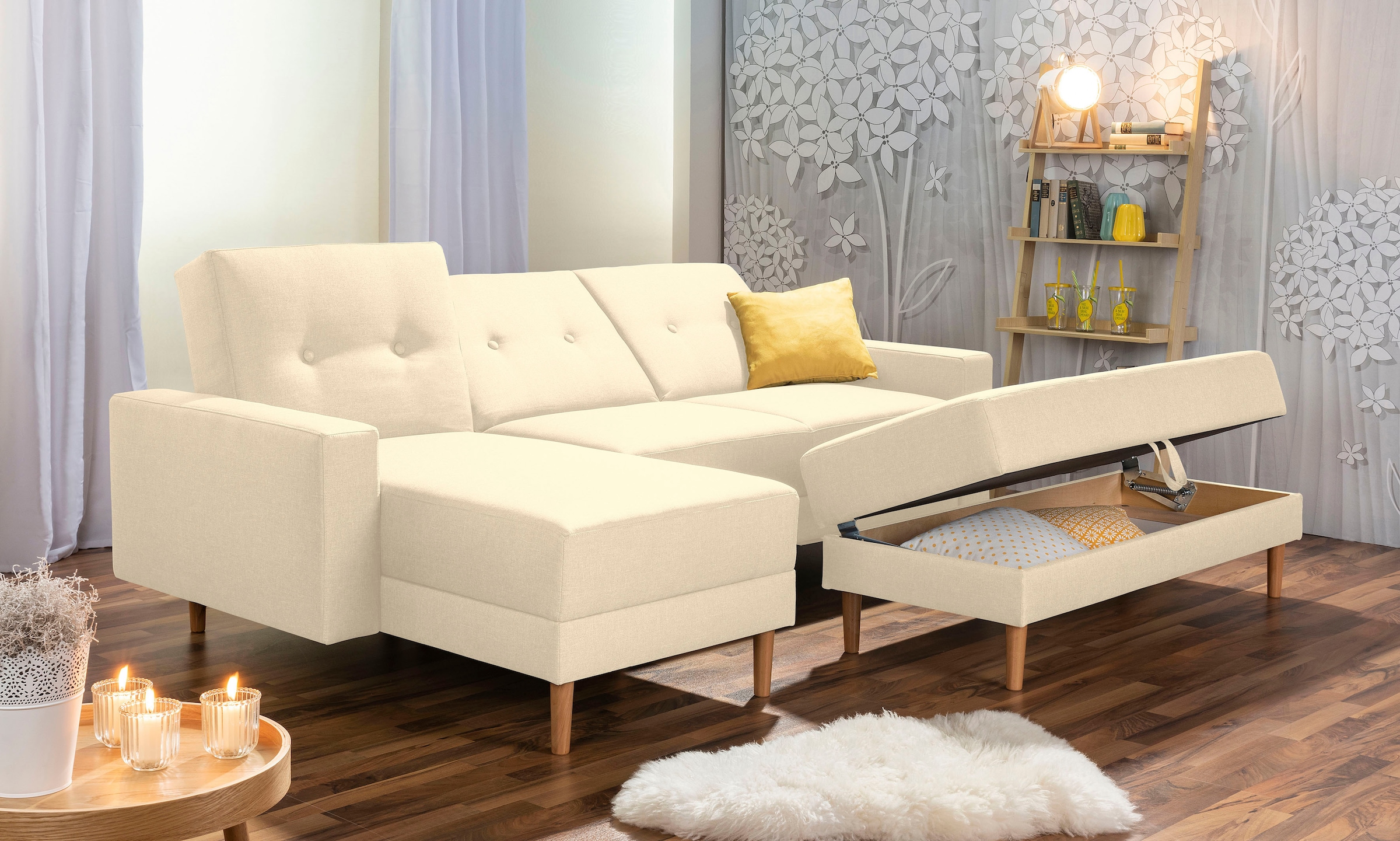 Max Winzer® Ecksofa »Just Chill kubisches Schlafsofa im skandinavischen Stil, bequem«, Recamiere links oder rechts montierbar, mit Rückenverstellung