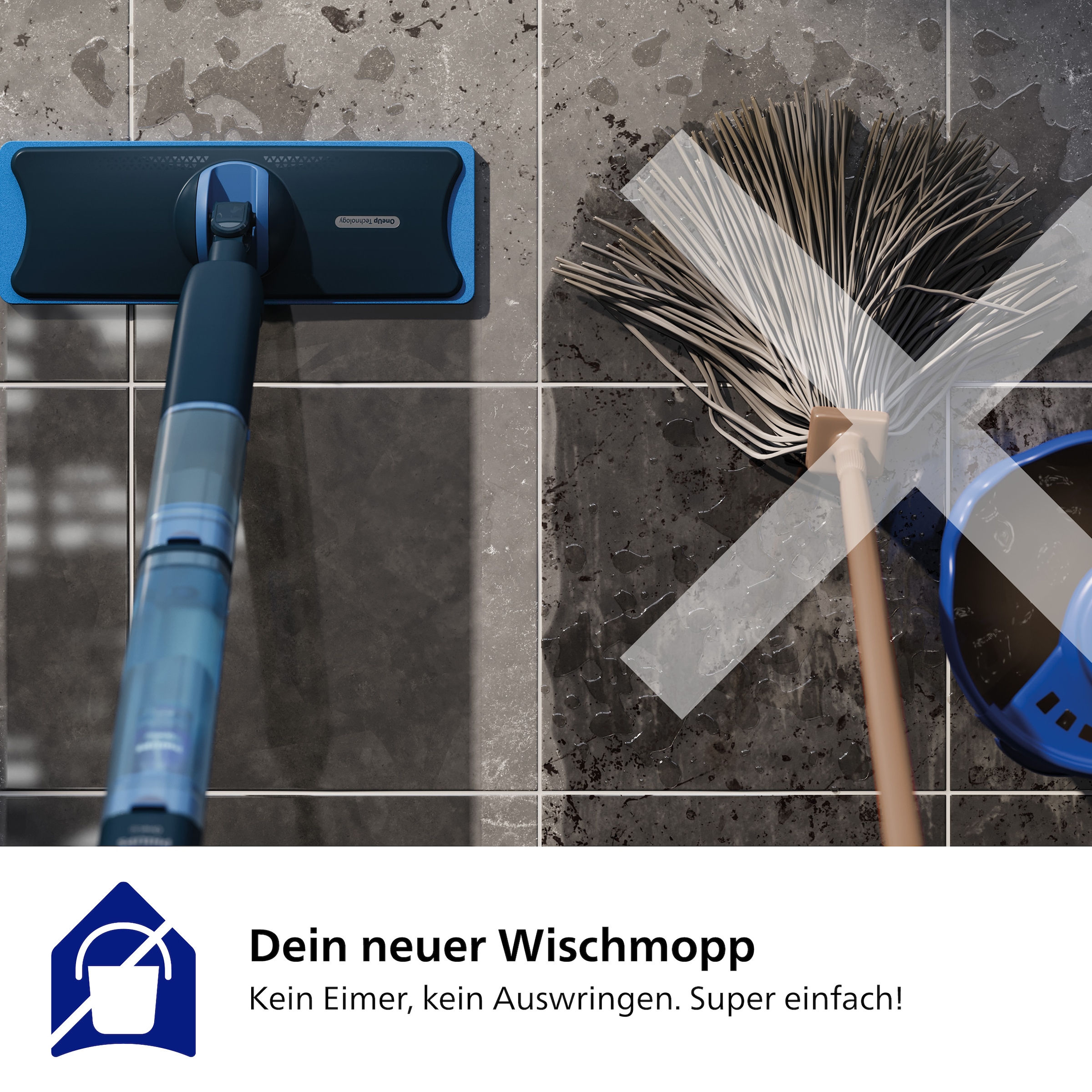 Philips Akku-Wischmopp »OneUp elektrischer Wischer 5000 Series XV5113/01«, 70 min Akku-Laufzeit, inkl. 1 Pad und 40 ml Reiniger