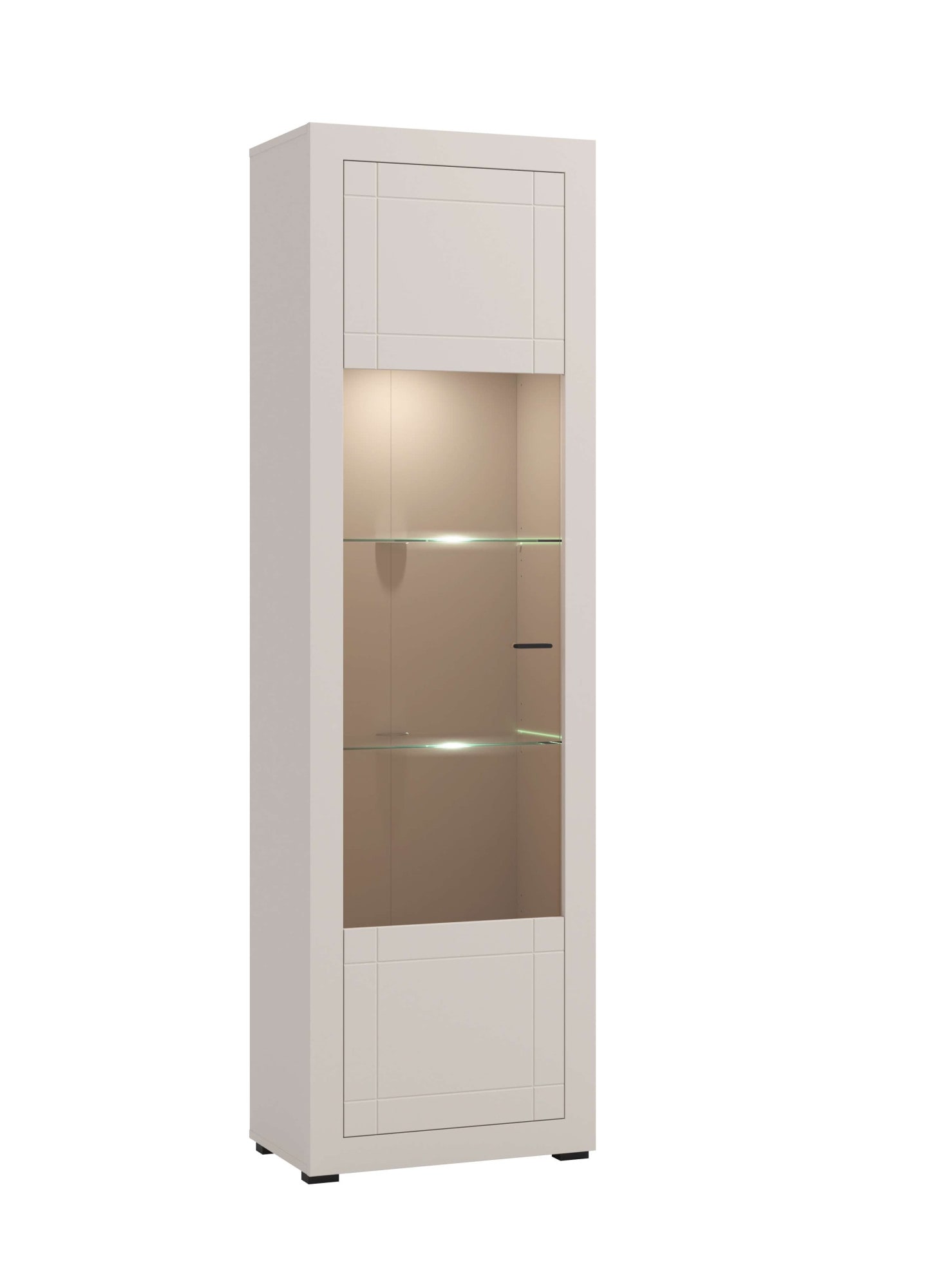 Home affaire Vitrine »Essex Vitrinenschrank, Glasschrank, Standvitrine, Highboard/Sideboard« Präzise Heißfolienprägung, Metallgriff, Eleganter Glasboden