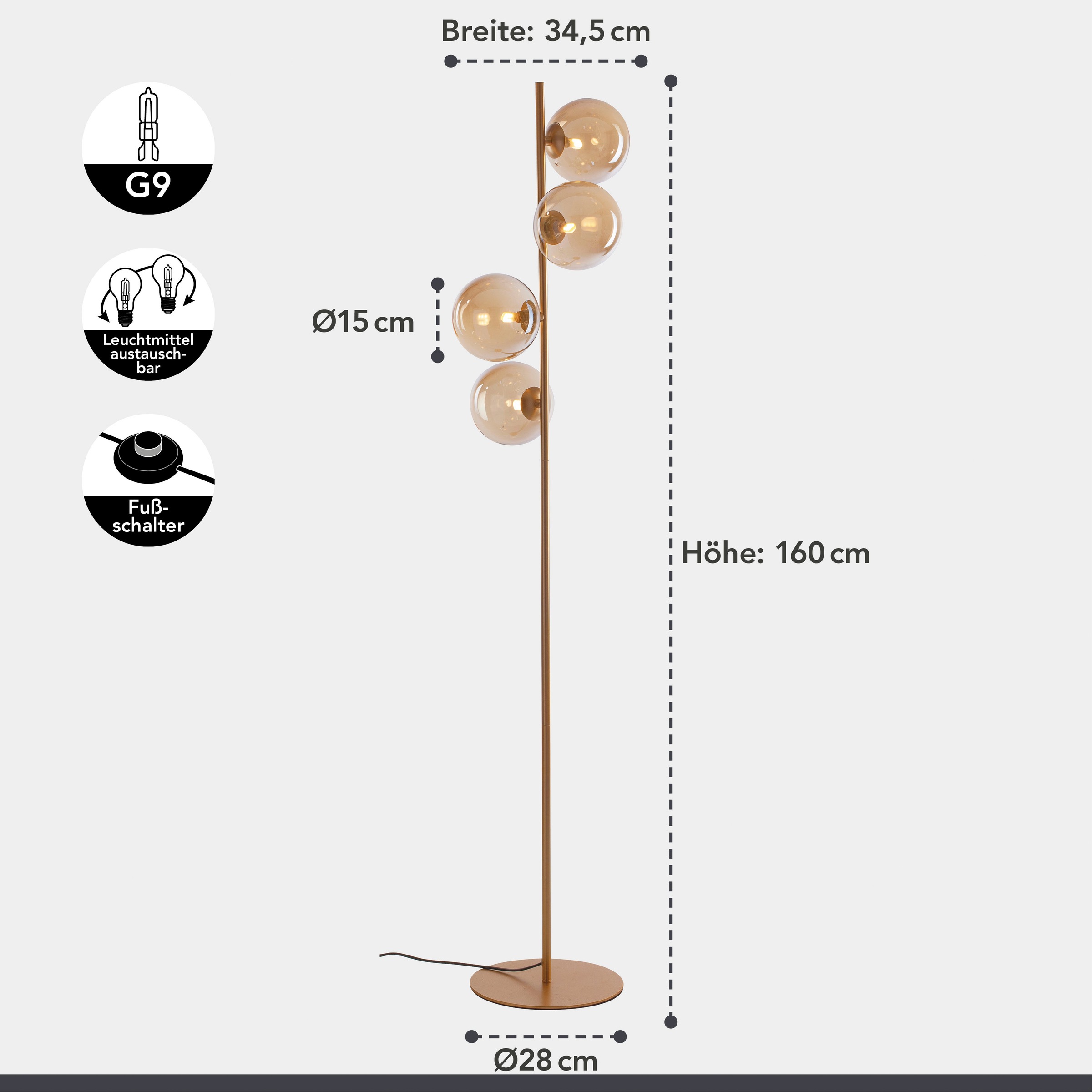 ECO-LIGHT Stehlampe »Neptun«, Leuchtmittel G9 | Leuchtmittel wechselbar