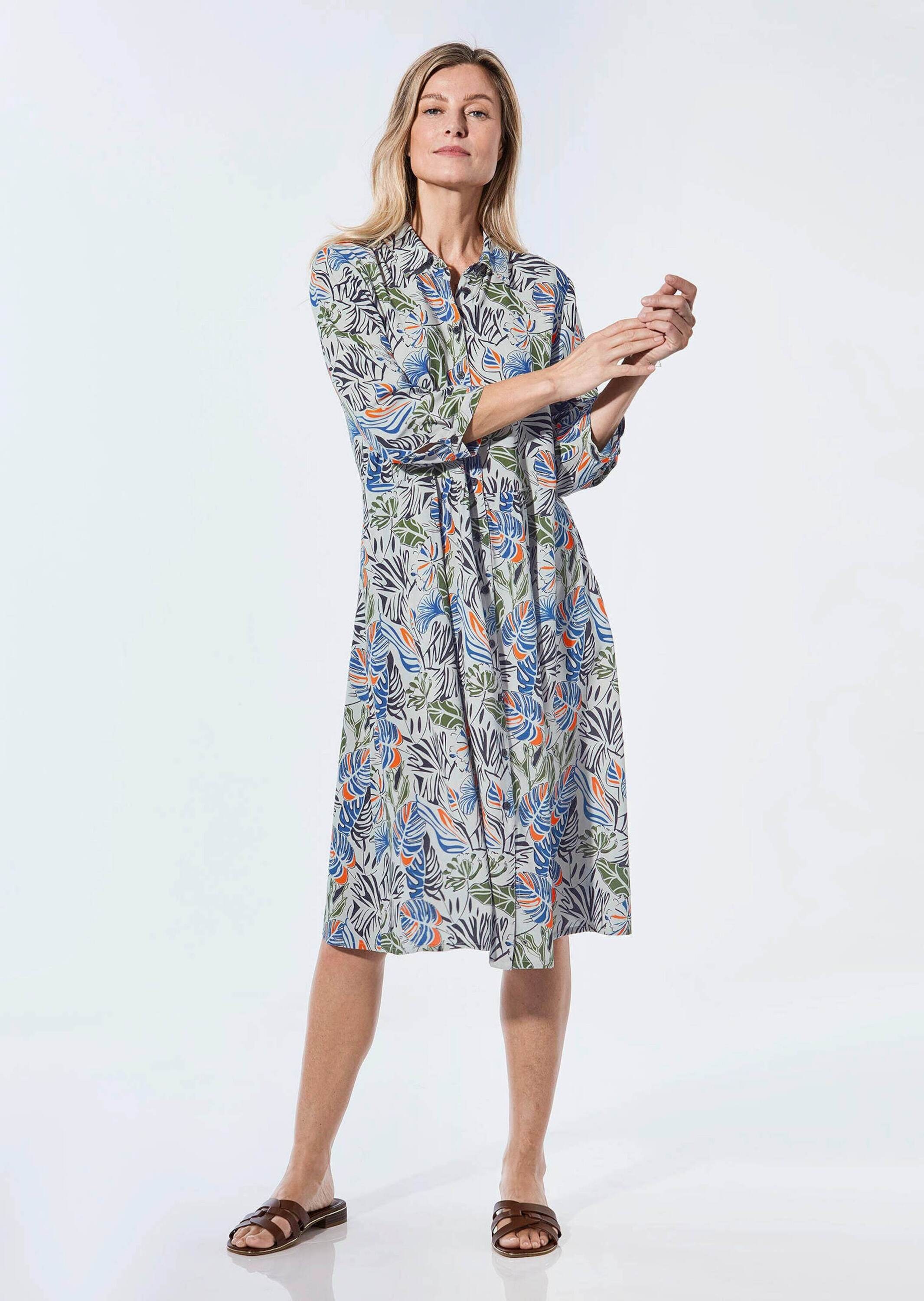 GOLDNER Sommerkleid »Kurzgröße Blusenkleid mit Hemdkragen« Eingrifftaschen mit Knopfleiste